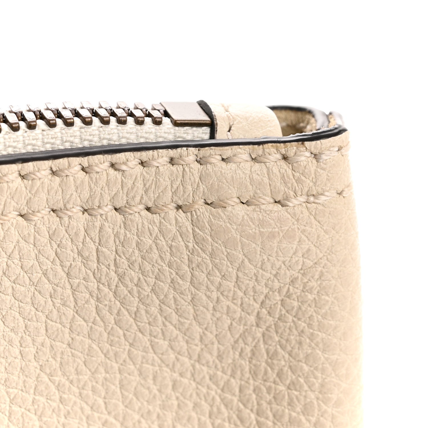 Pebbled Calfskin Medium Logo Portfolio Clutch White