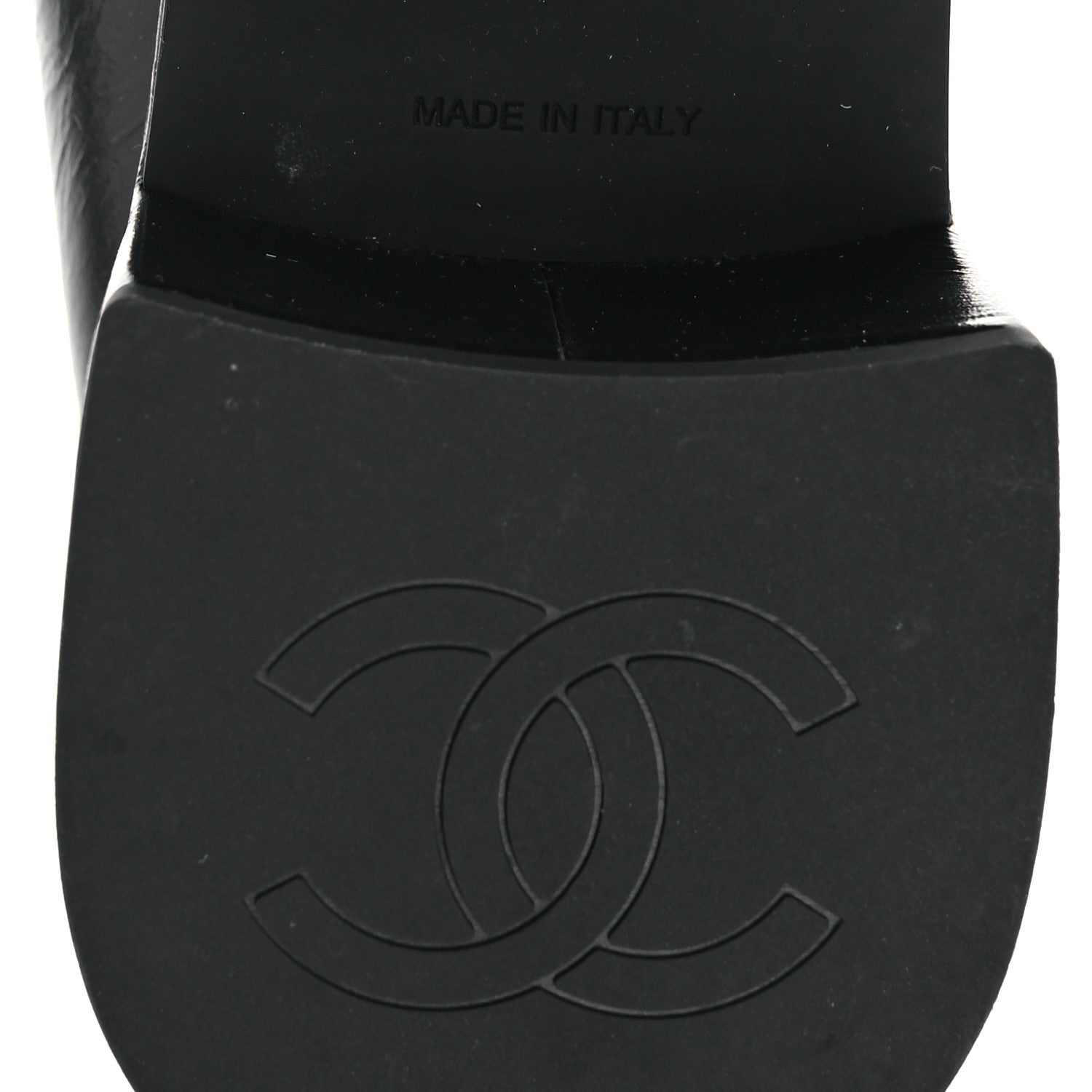 Shiny Calfskin Logo Loafers 38 Black