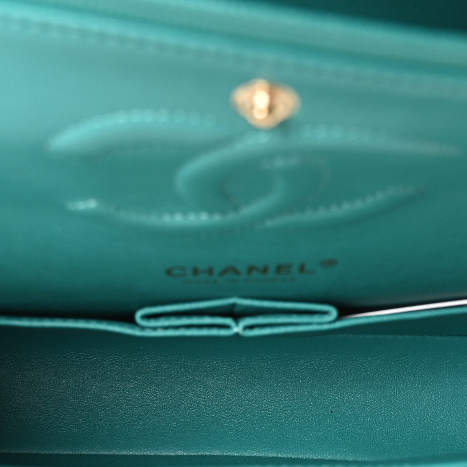 Caviar Quilted Medium Double Flap Turquoise
