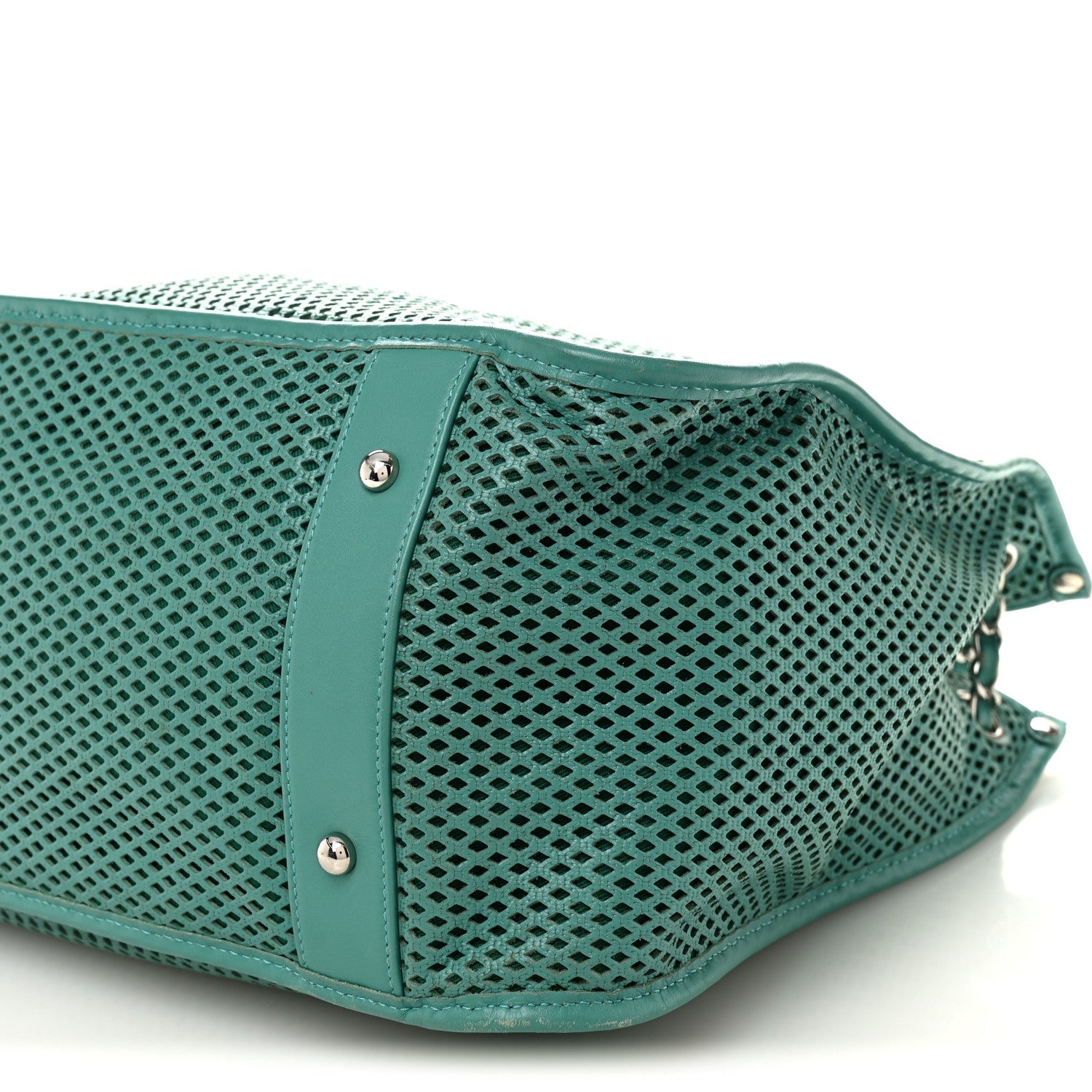 Calfskin Perforated Up In The Air Tote Green