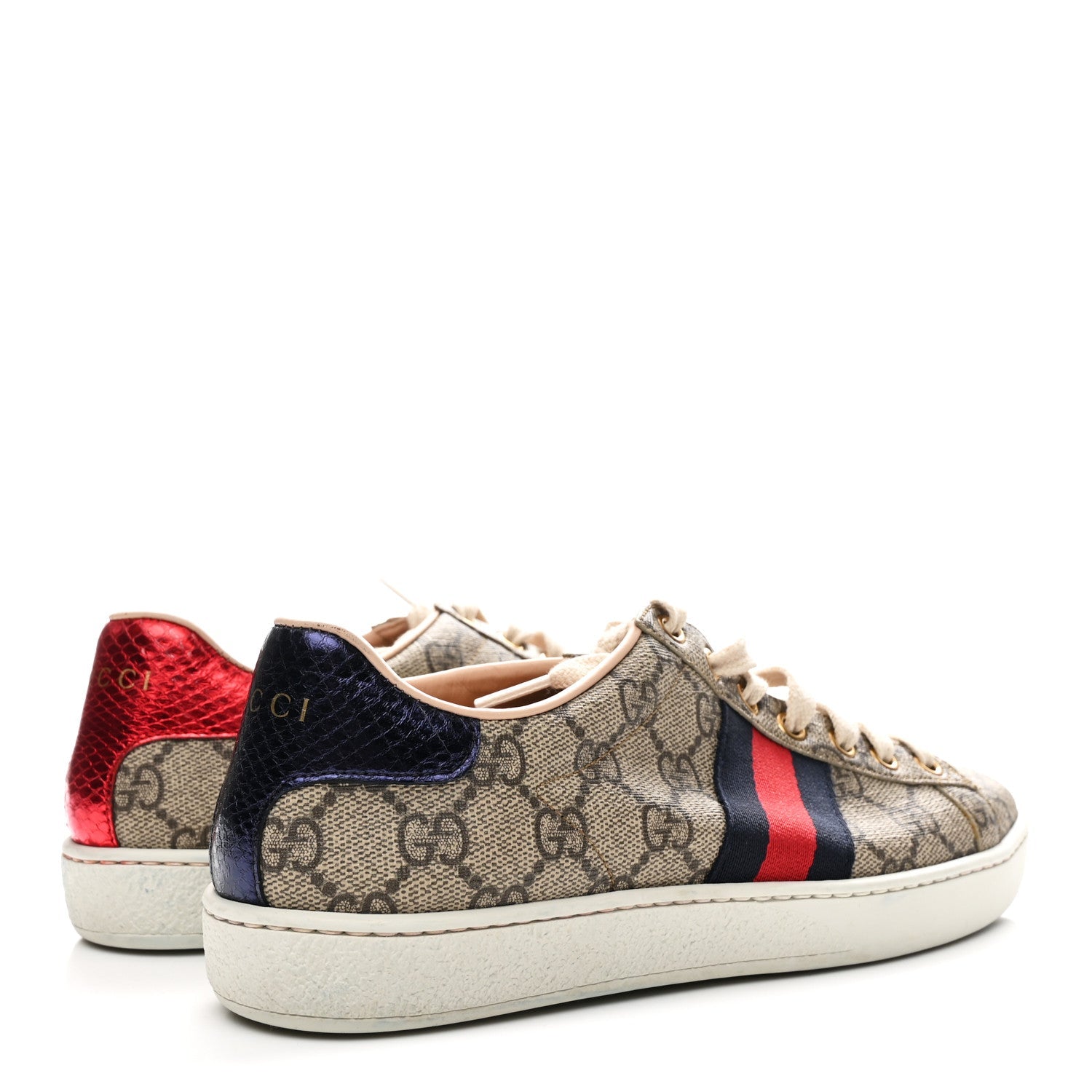 GG Supreme Monogram Womens Ace Low-Top Sneaker 37 Beige