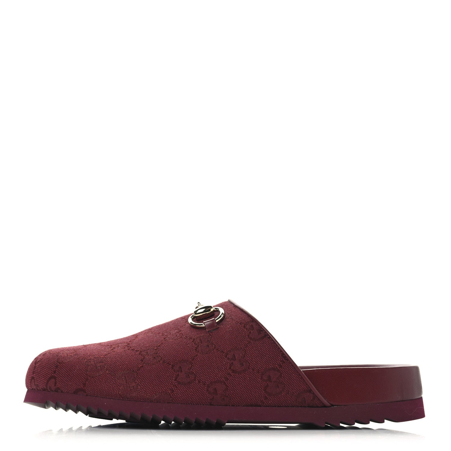 GG Supreme Monogram Womens Horsebit Slippers 38.5 Rosso Ancora