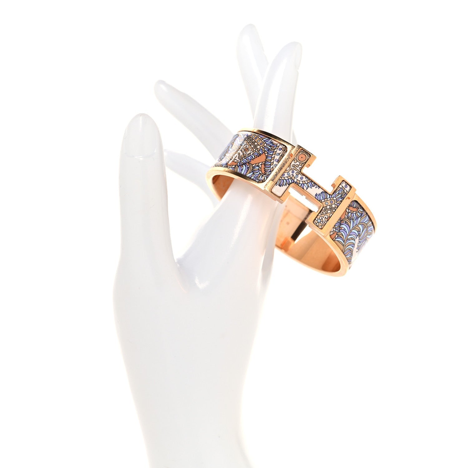 Enamel Printed Wide Sous L Egide De Mars Click Clac H Bracelet GM Lilas