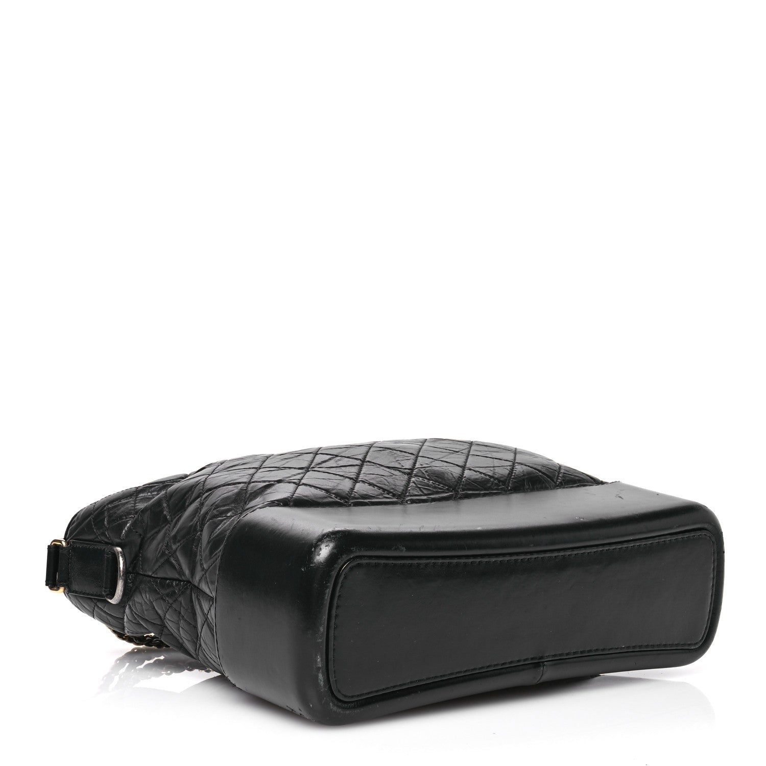 Aged Calfskin Quilted Large Gabrielle Hobo  Black