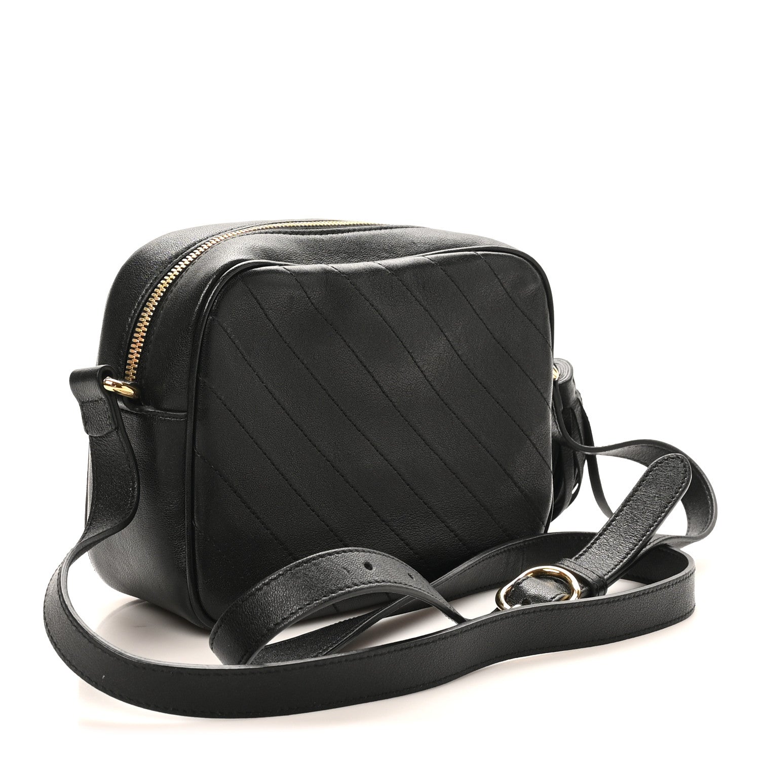 Sakai Be Green Calfskin Diagonal Stitched Small Blondie Shoulder Bag Black