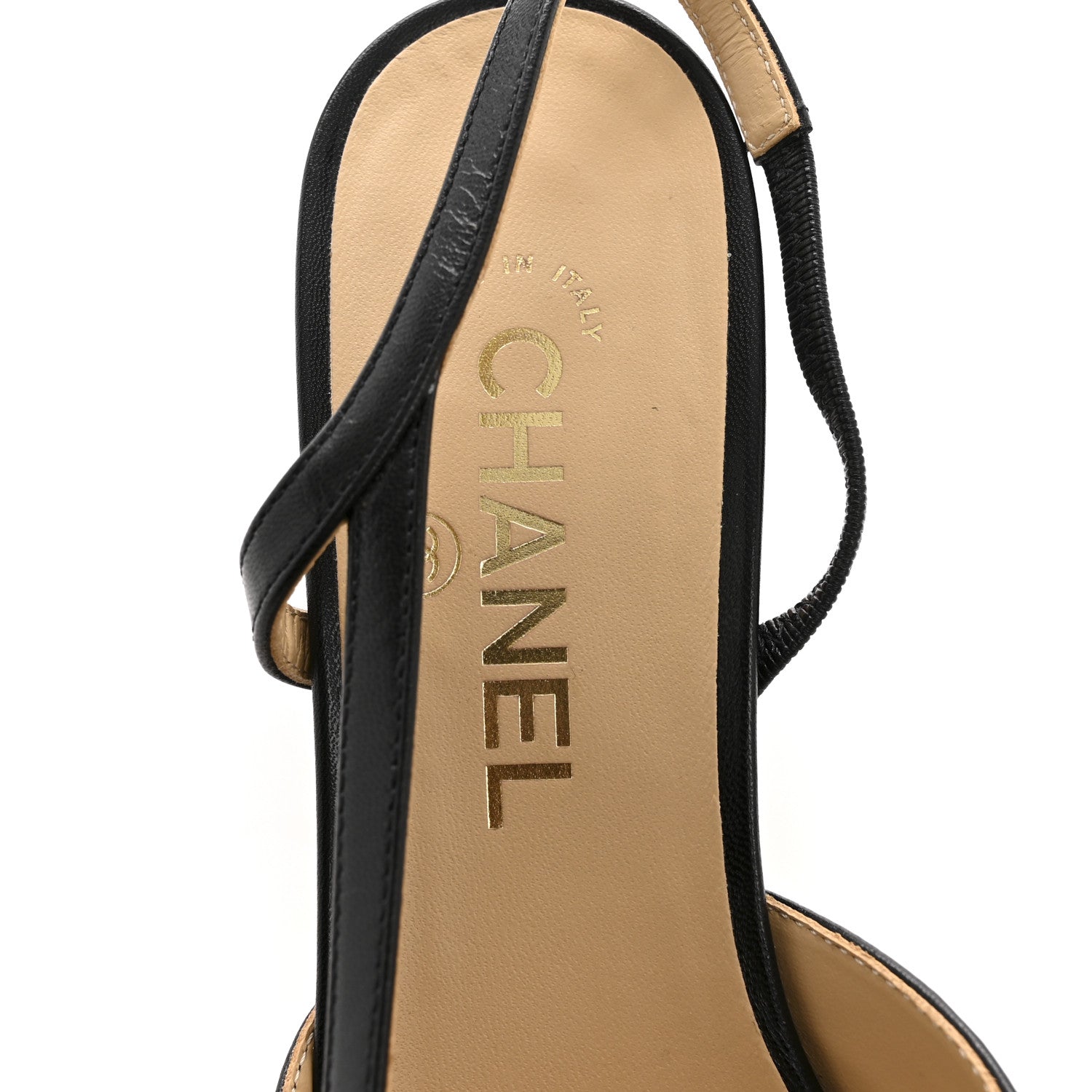 Goatskin Grosgrain Cap Toe CC Slingback Pumps 38.5 Black