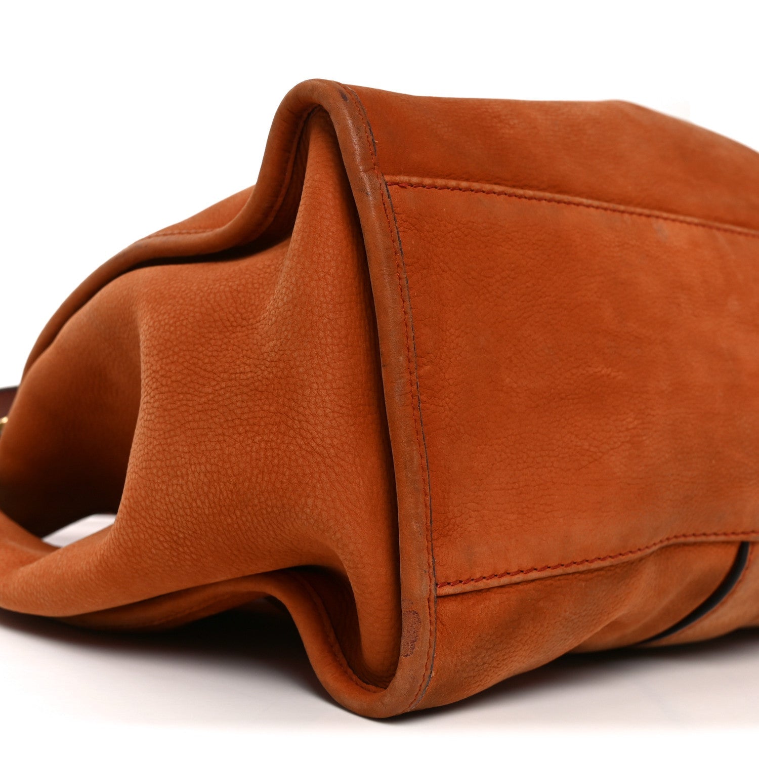 Nubuck Medium Soft Stirrup Shoulder Bag Orange