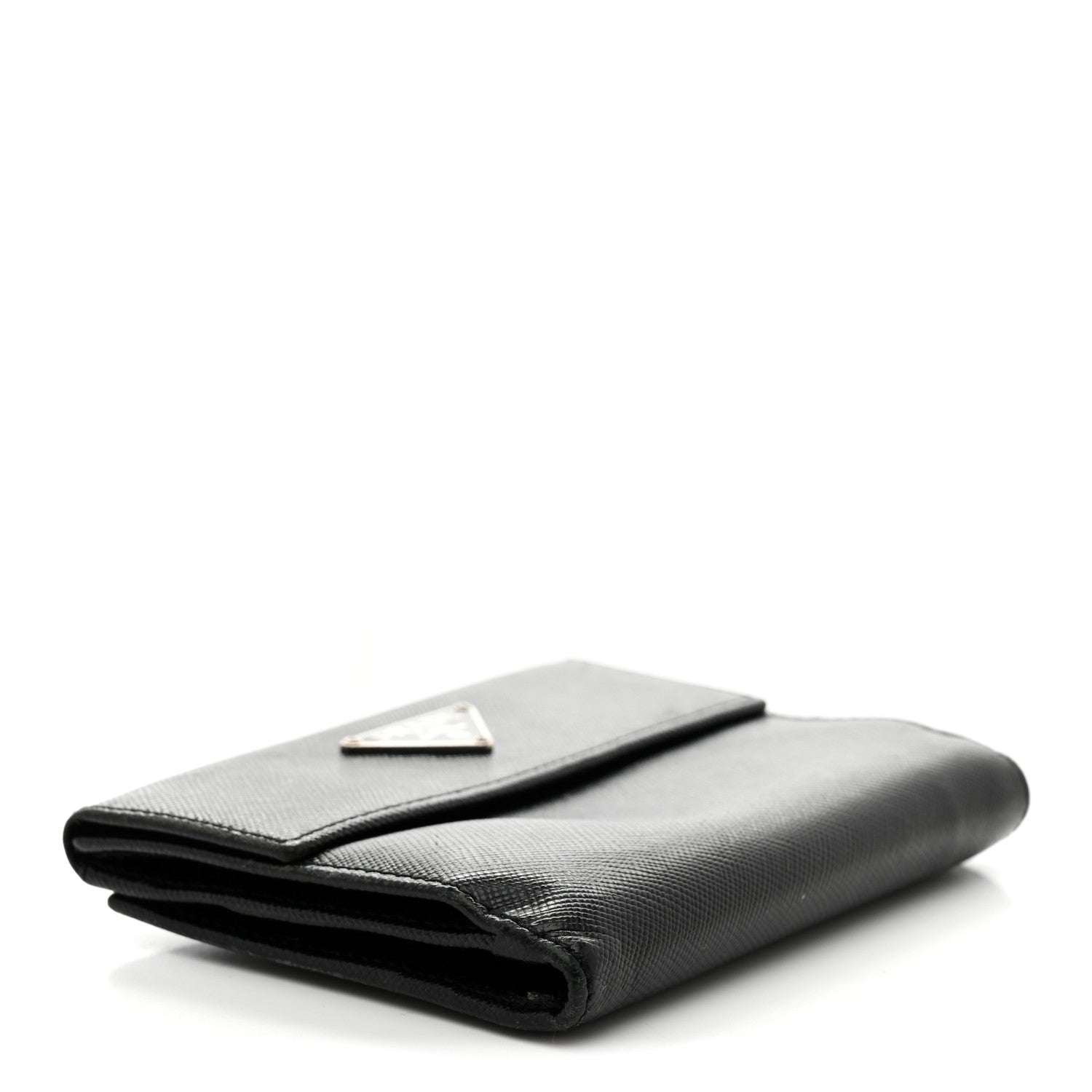 Saffiano Metal Tri-Fold Wallet Black