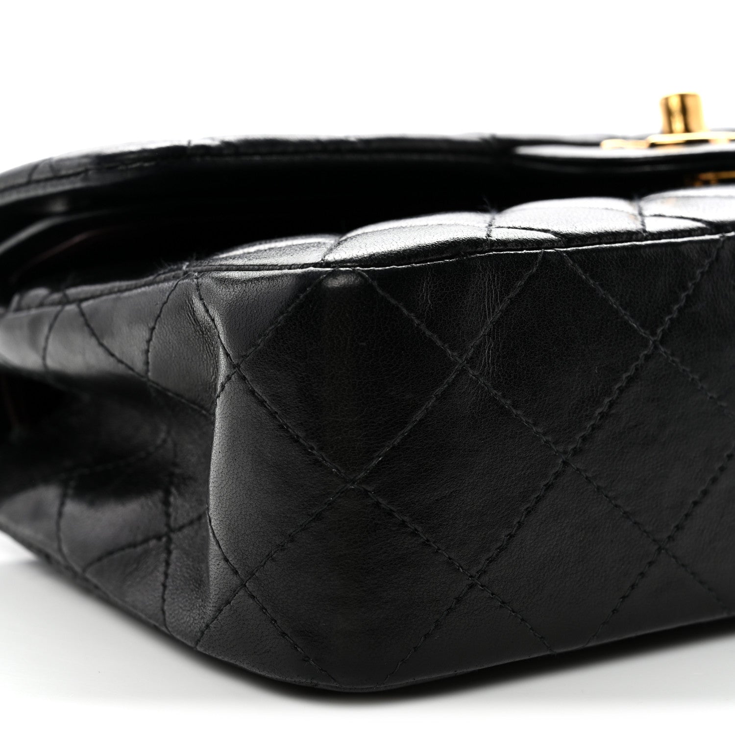 Lambskin Quilted Small Double Flap Black