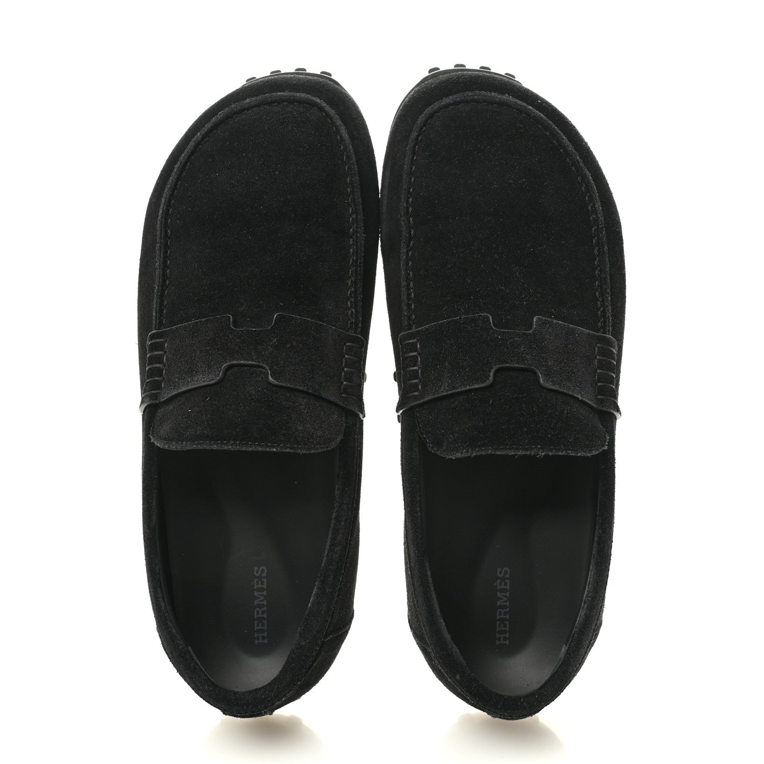 Suede Calfskin Womens Lazy Loafers 41 Black