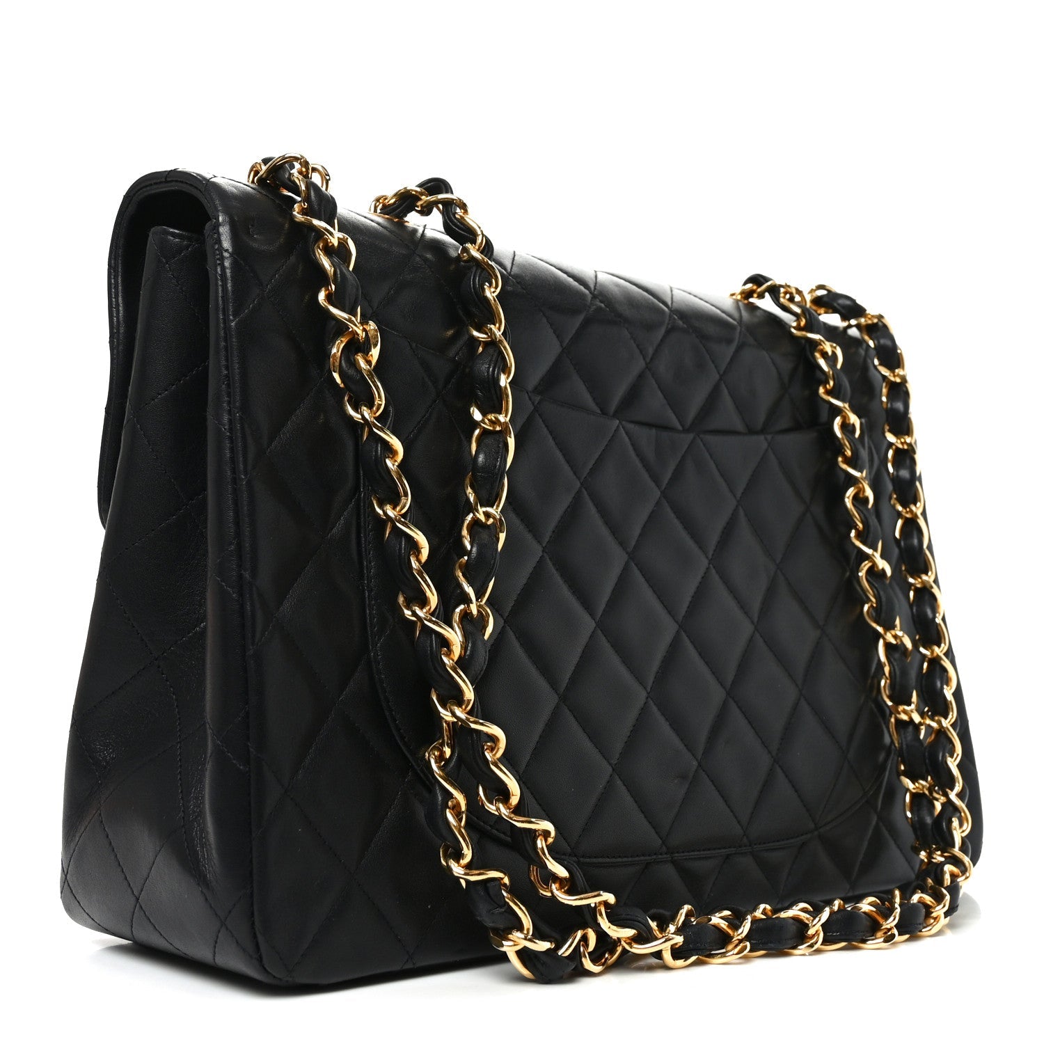 Lambskin Quilted XL Jumbo Single Flap Black