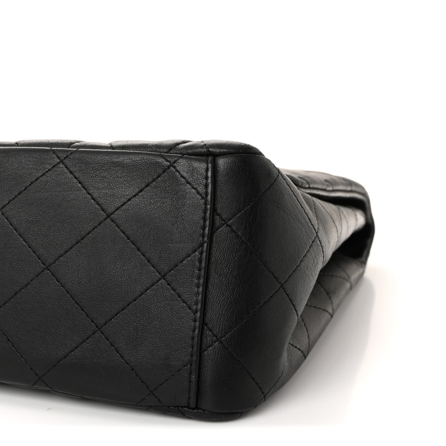 Lambskin Quilted Maxi Single Flap Black