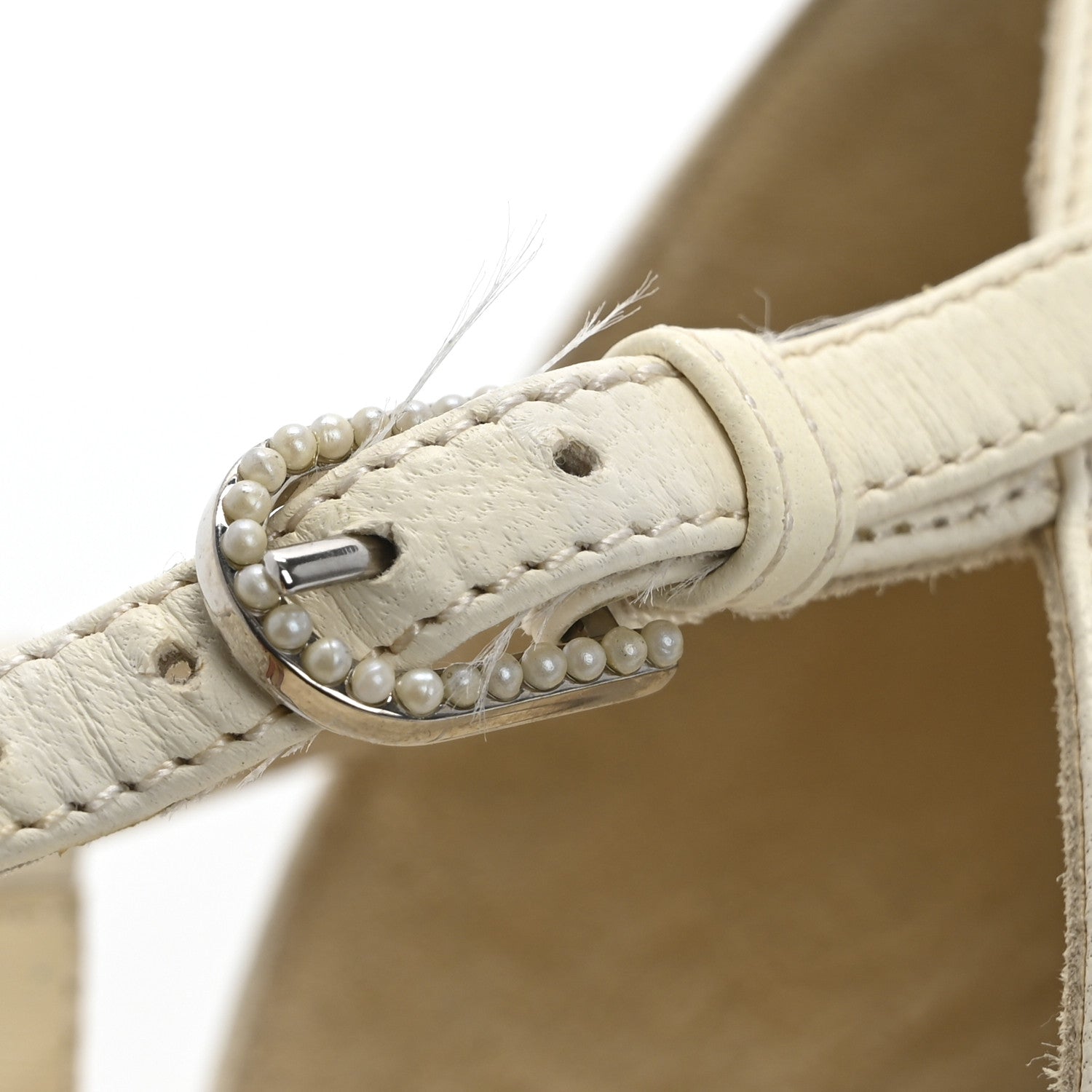 Lambskin Grosgrain Pearl Slingbacks 38.5 White Black