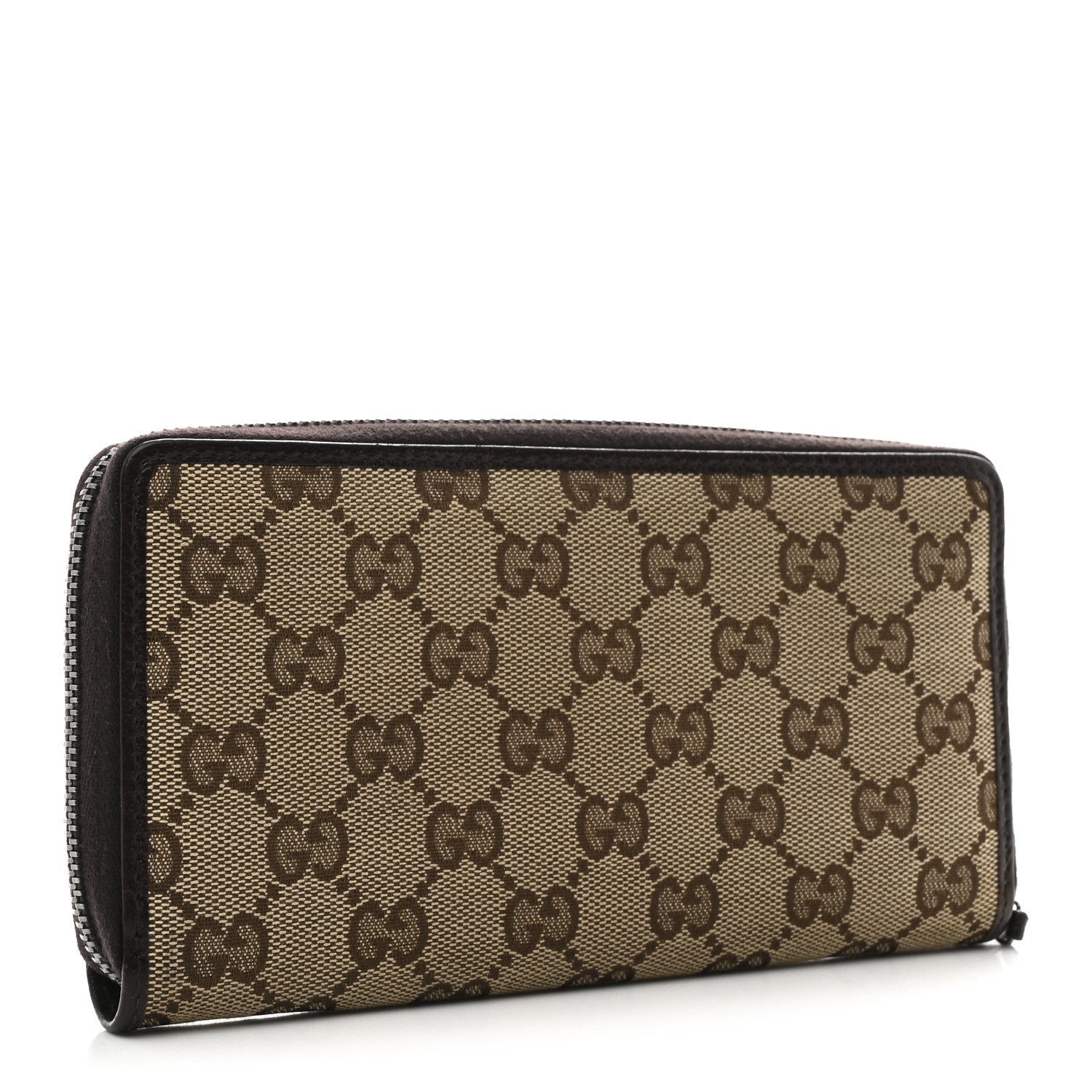 Monogram Metal Bar Zip Around Wallet Dark Brown