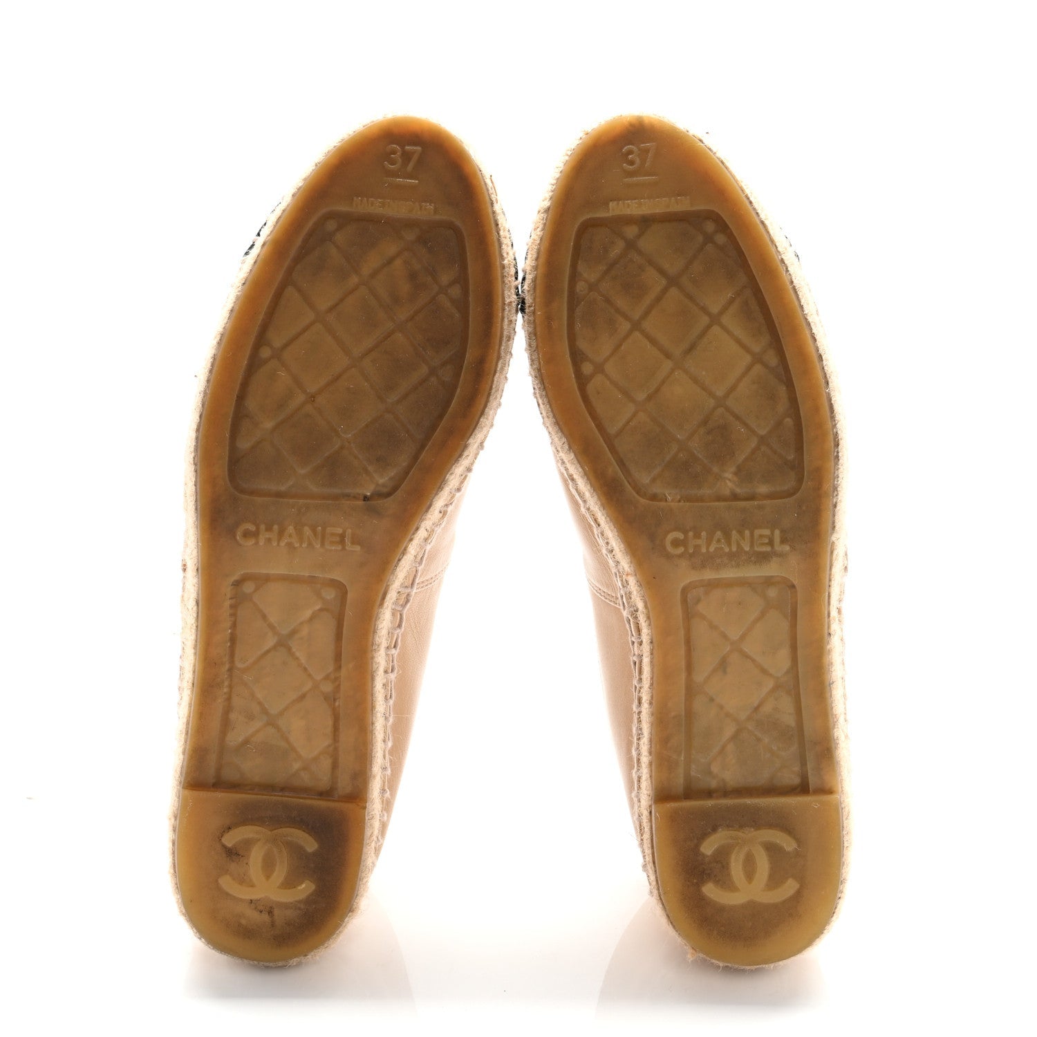 Lambskin CC Espadrilles 37 Beige Black