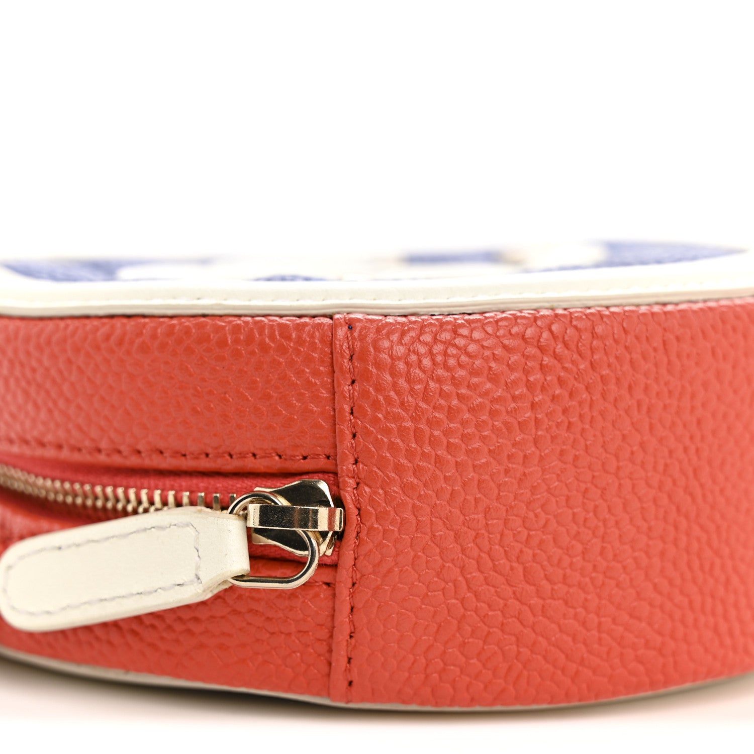 Caviar Quilted Round Filigree Crossbody Blue White Red