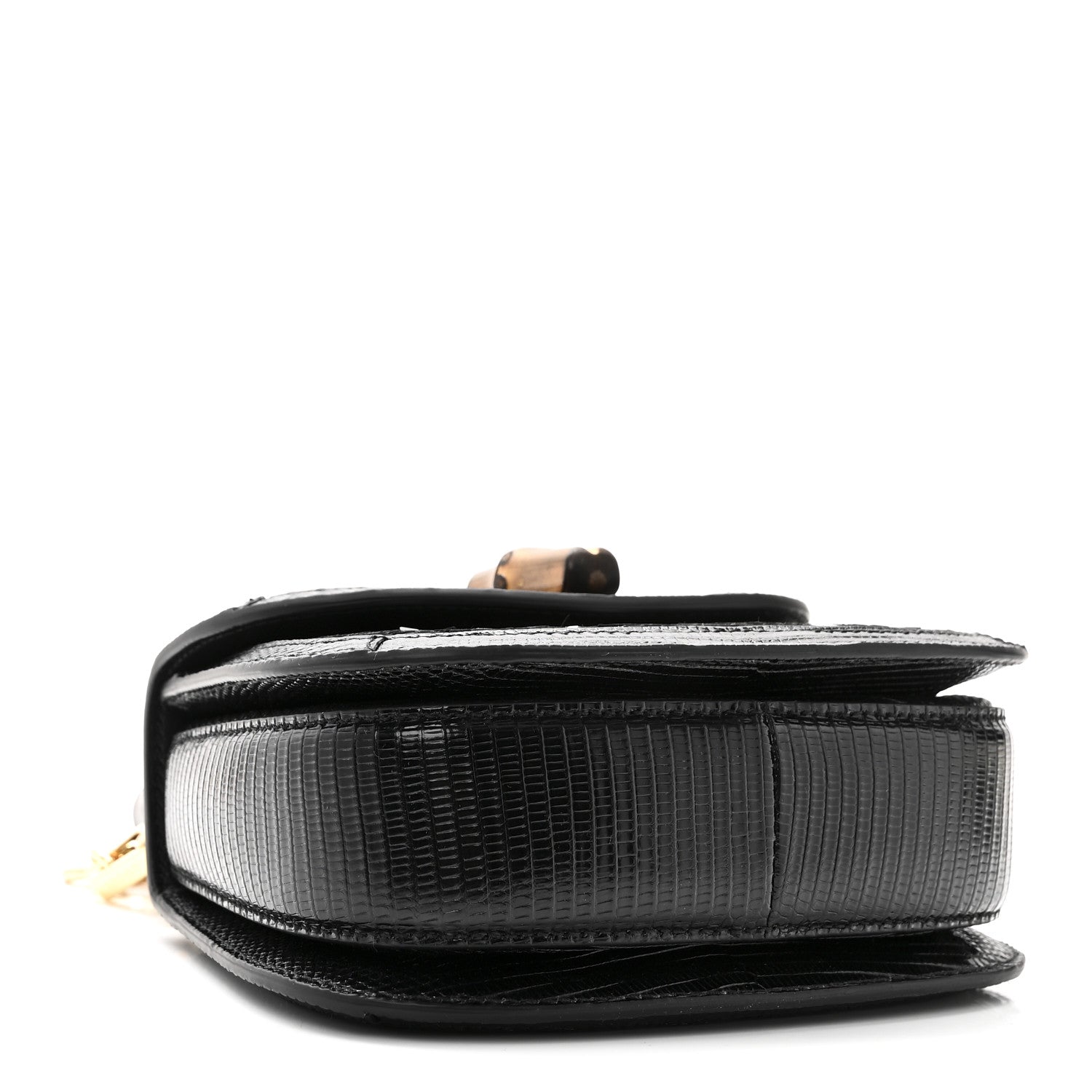 Sequin Lizard Embossed GG Mini Bamboo 1947 Top Handle Chain Bag Black White