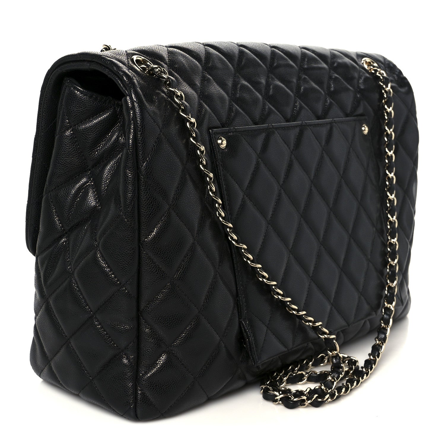 Caviar Quilted XXL Travel Flap Bag Black