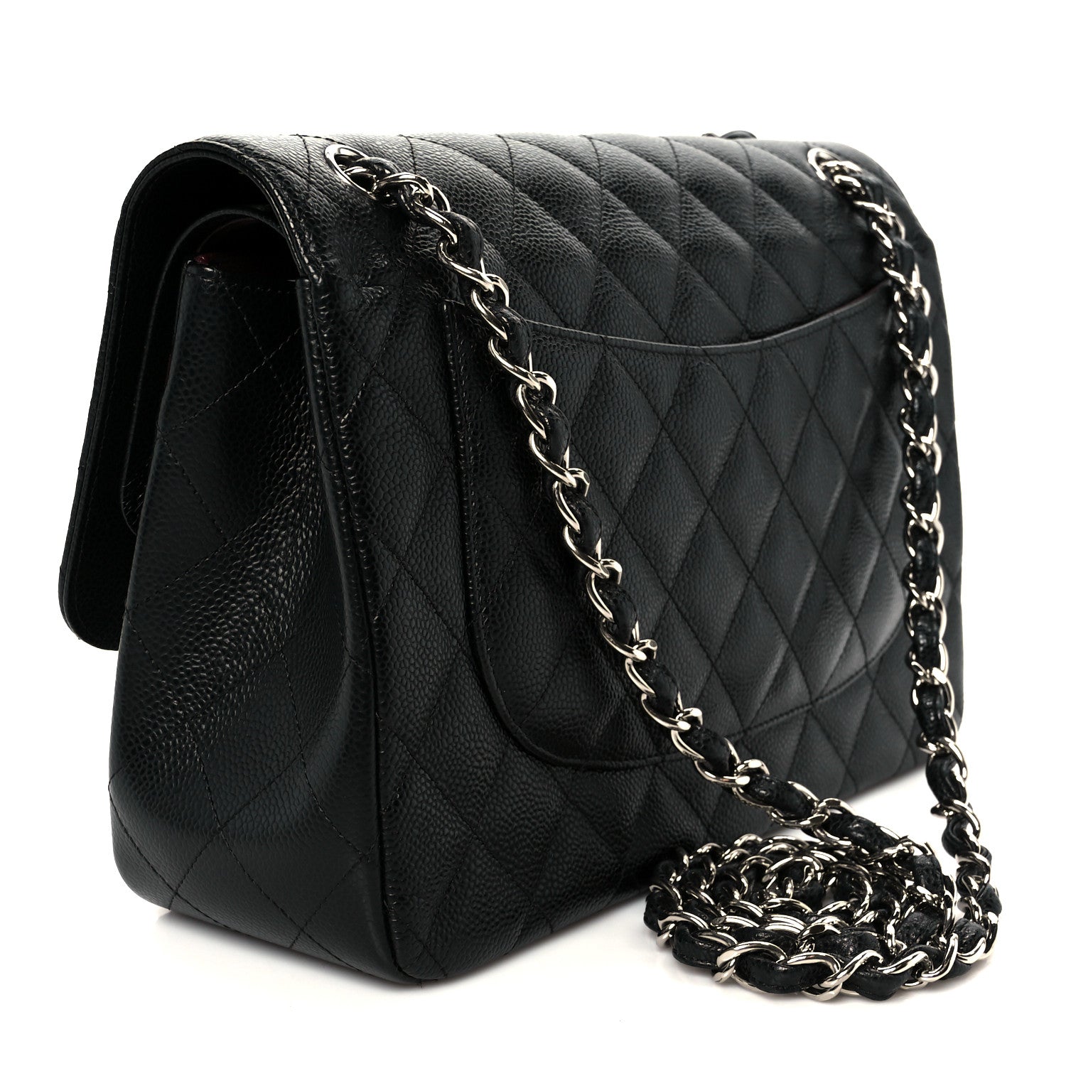 Caviar Quilted Medium Double Flap Black