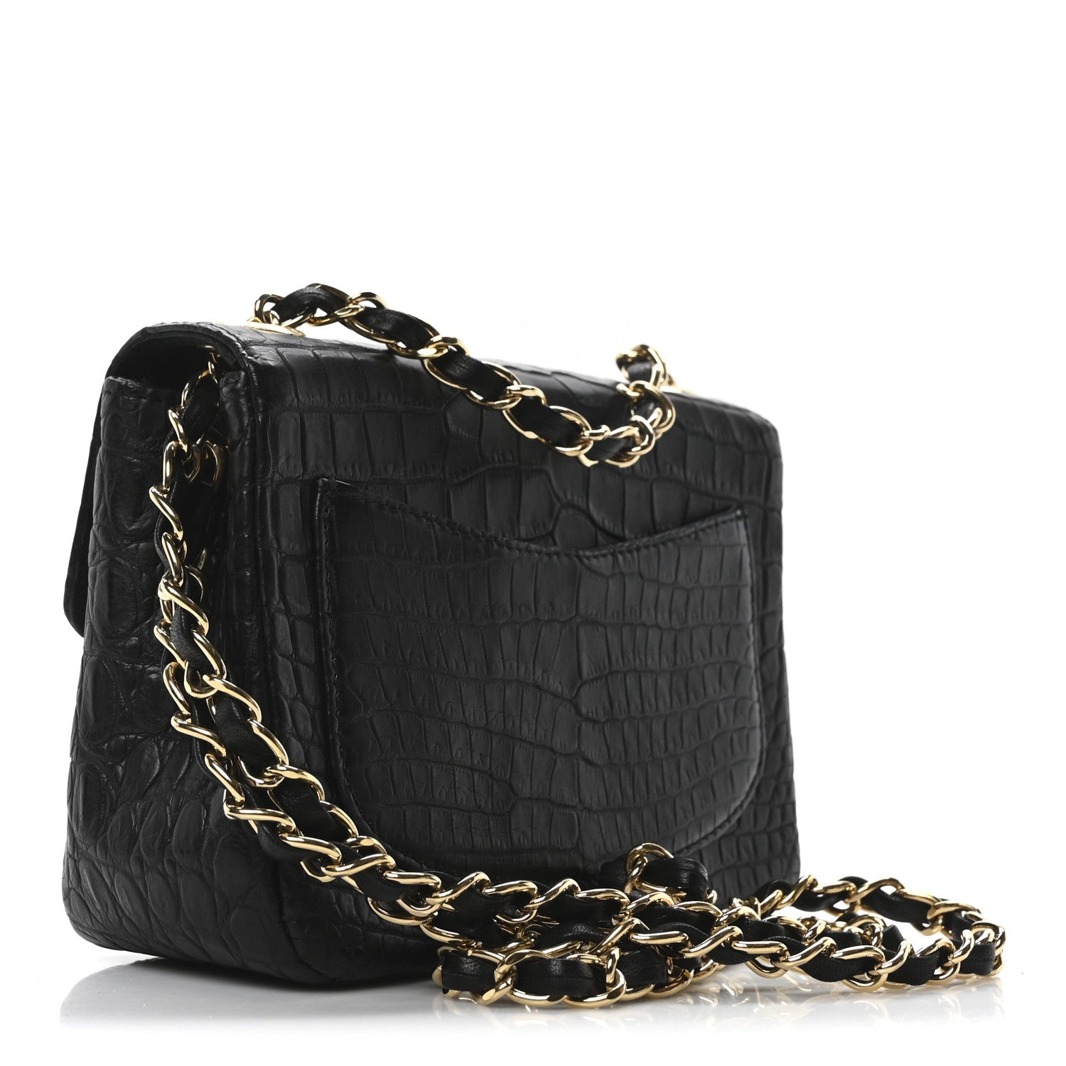 Matte Alligator Mini Square Flap Black