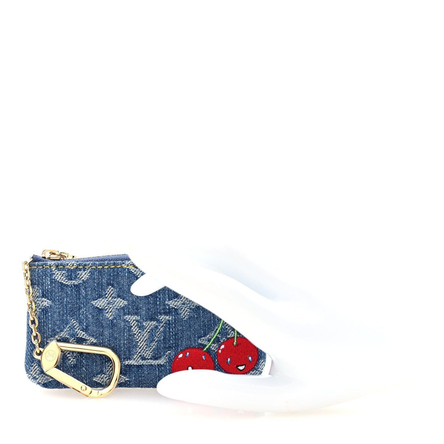LV X TM Monogram Denim Cerises Key Pouch Blue