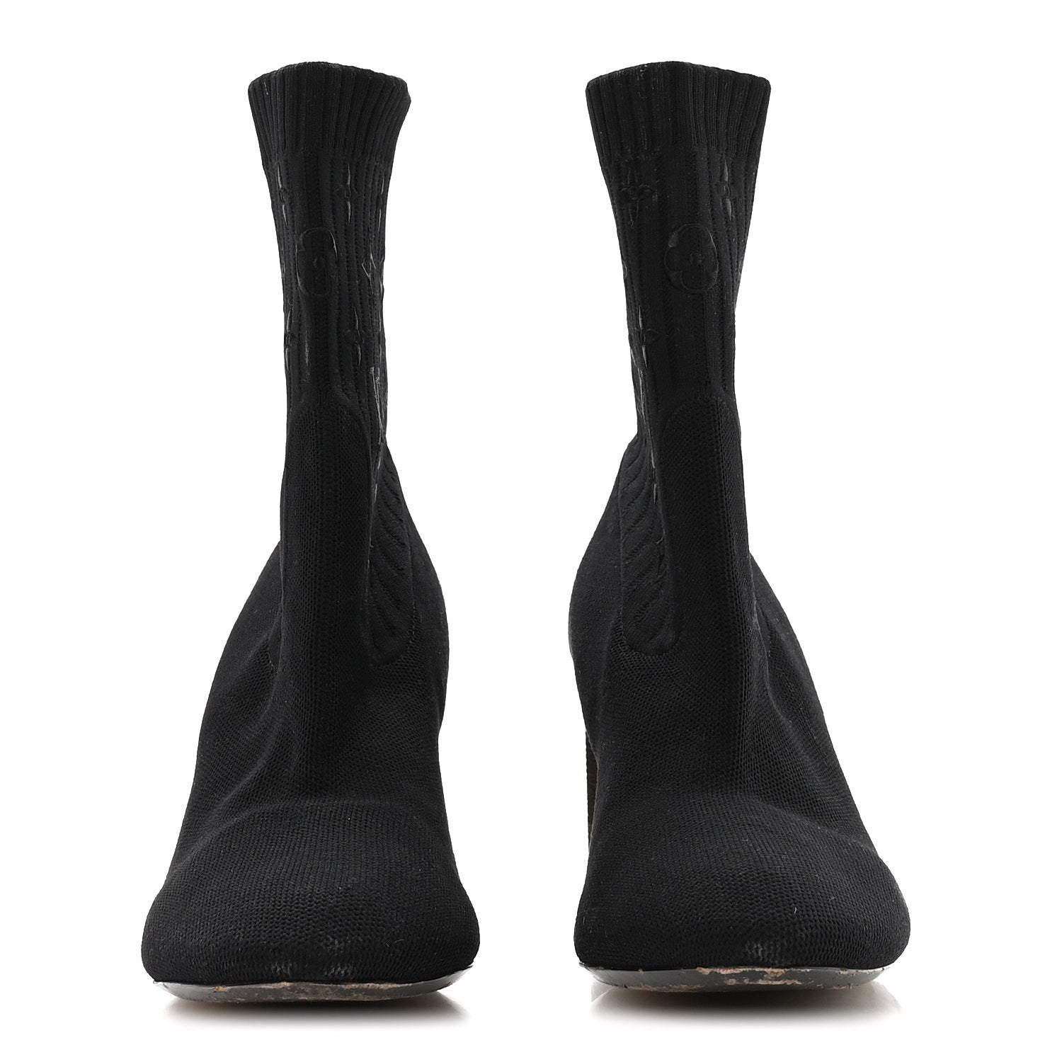 Monogram Stretch Fabric Silhouette Ankle Boots 39 Black