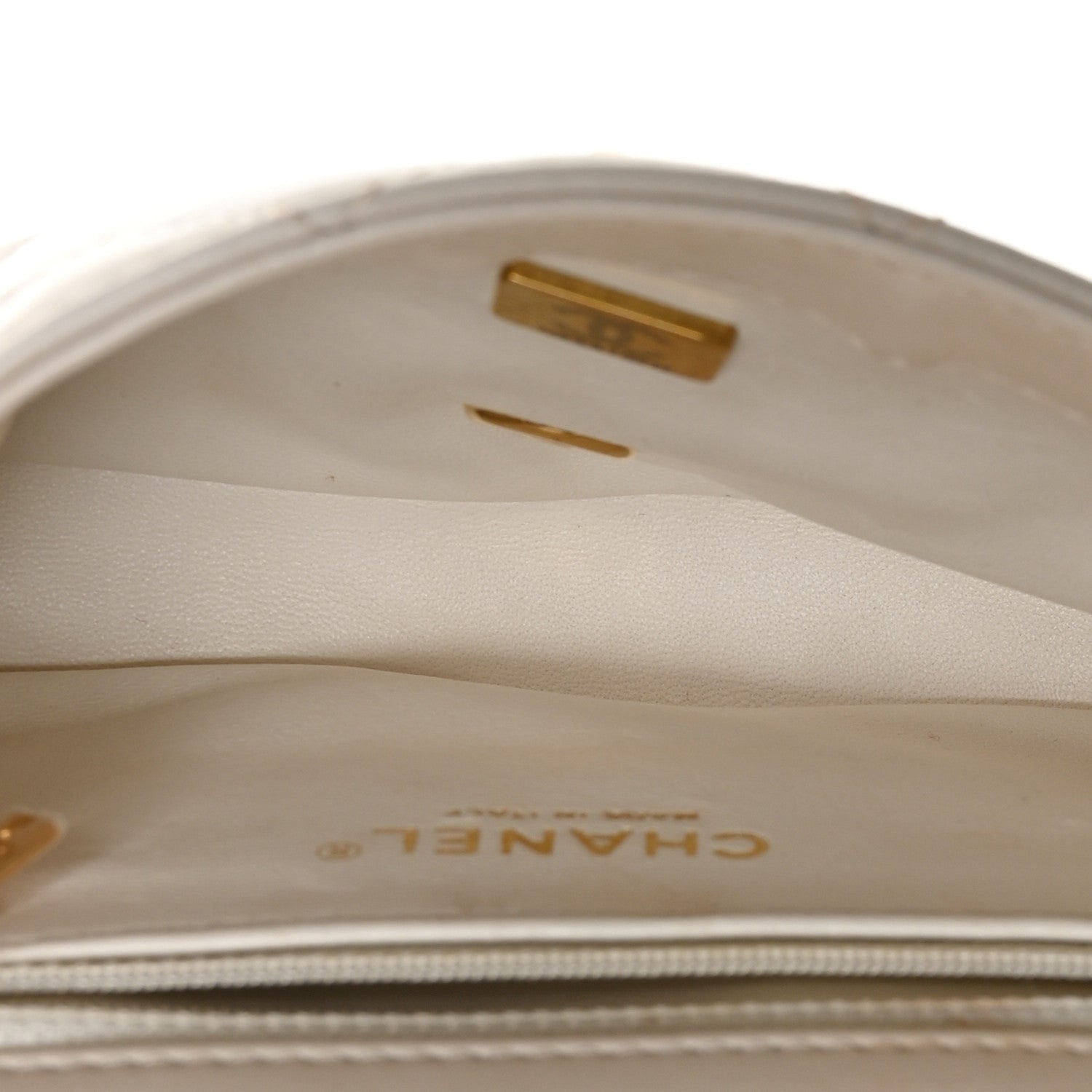 Shiny Lambskin Quilted Golden Links Top Handle Flap White