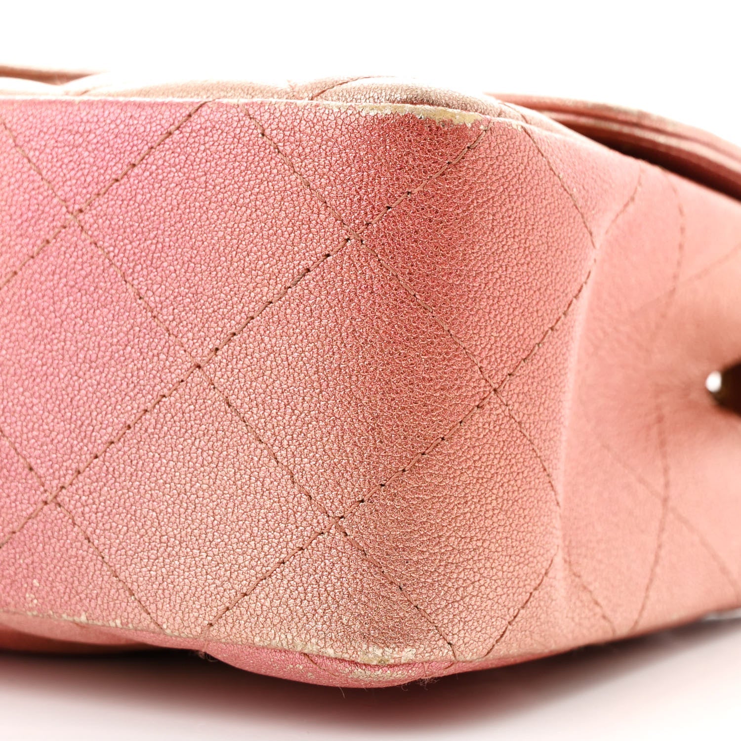 Metallic Lambskin Quilted Ombre Mini Rectangular Flap Pink
