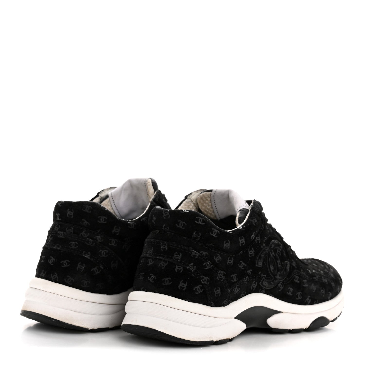 Suede Calfskin Printed CC Sneakers 35 Black