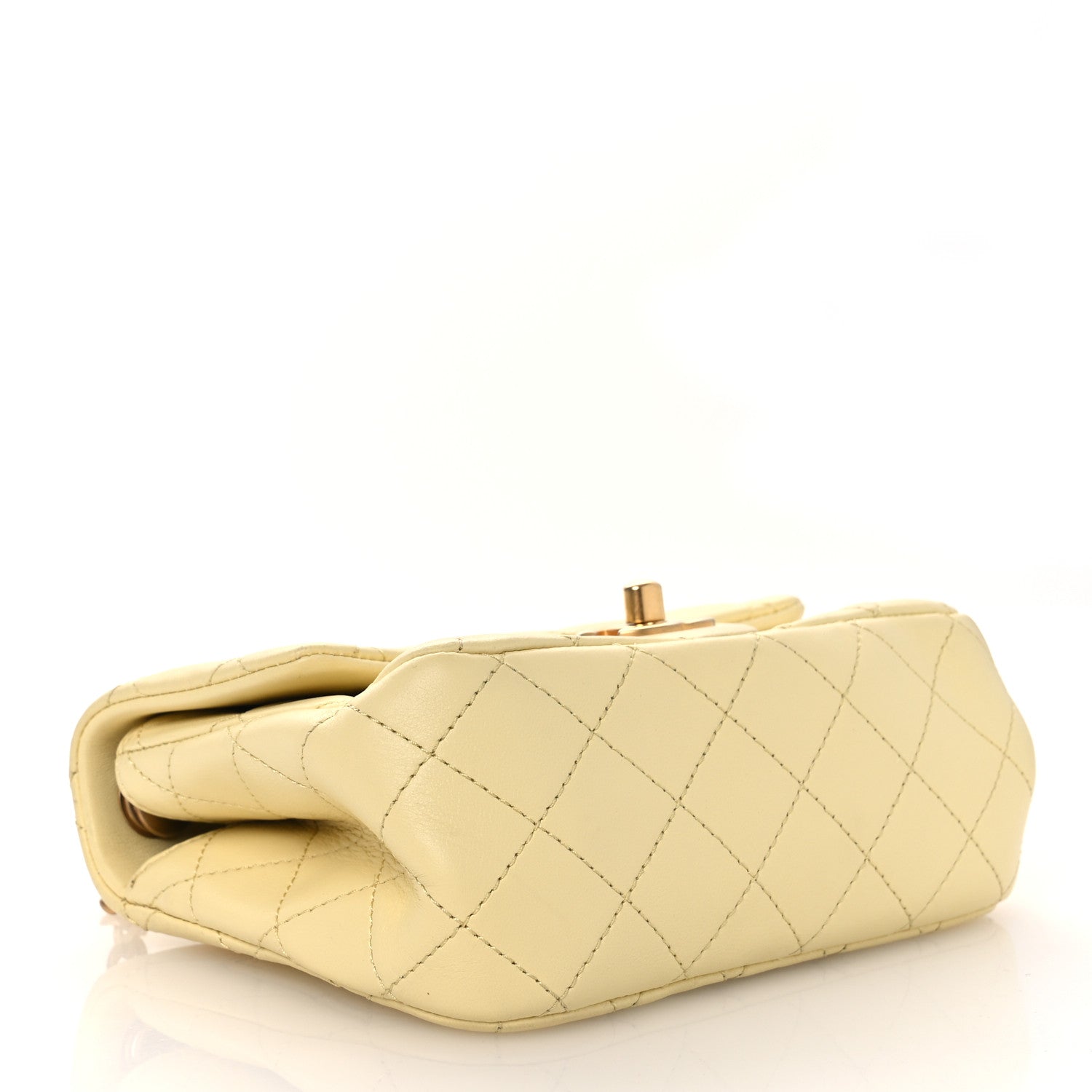 Lambskin Quilted Mini Sweet Camellia Flap Light Yellow