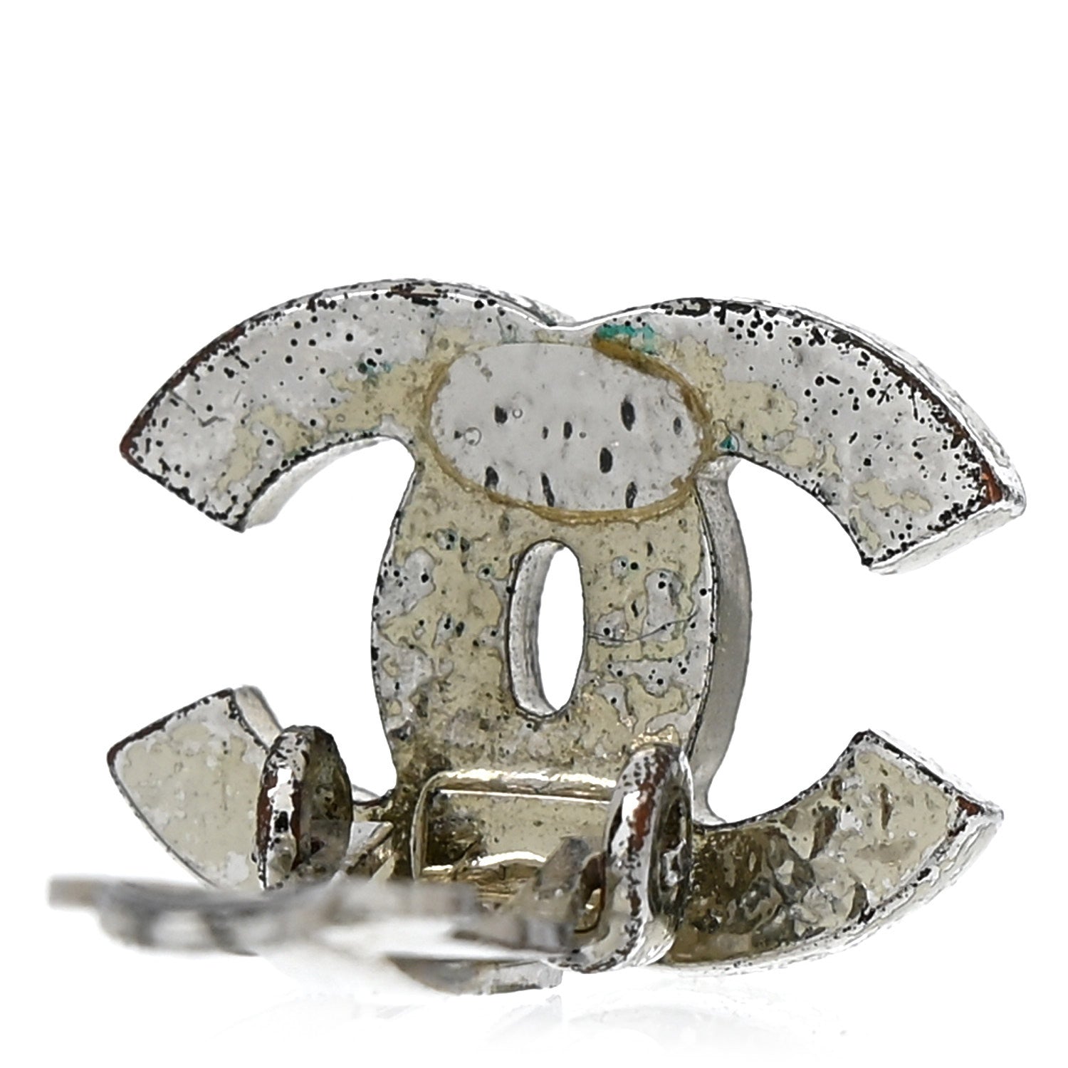 Crystal CC Clip on Earrings Silver