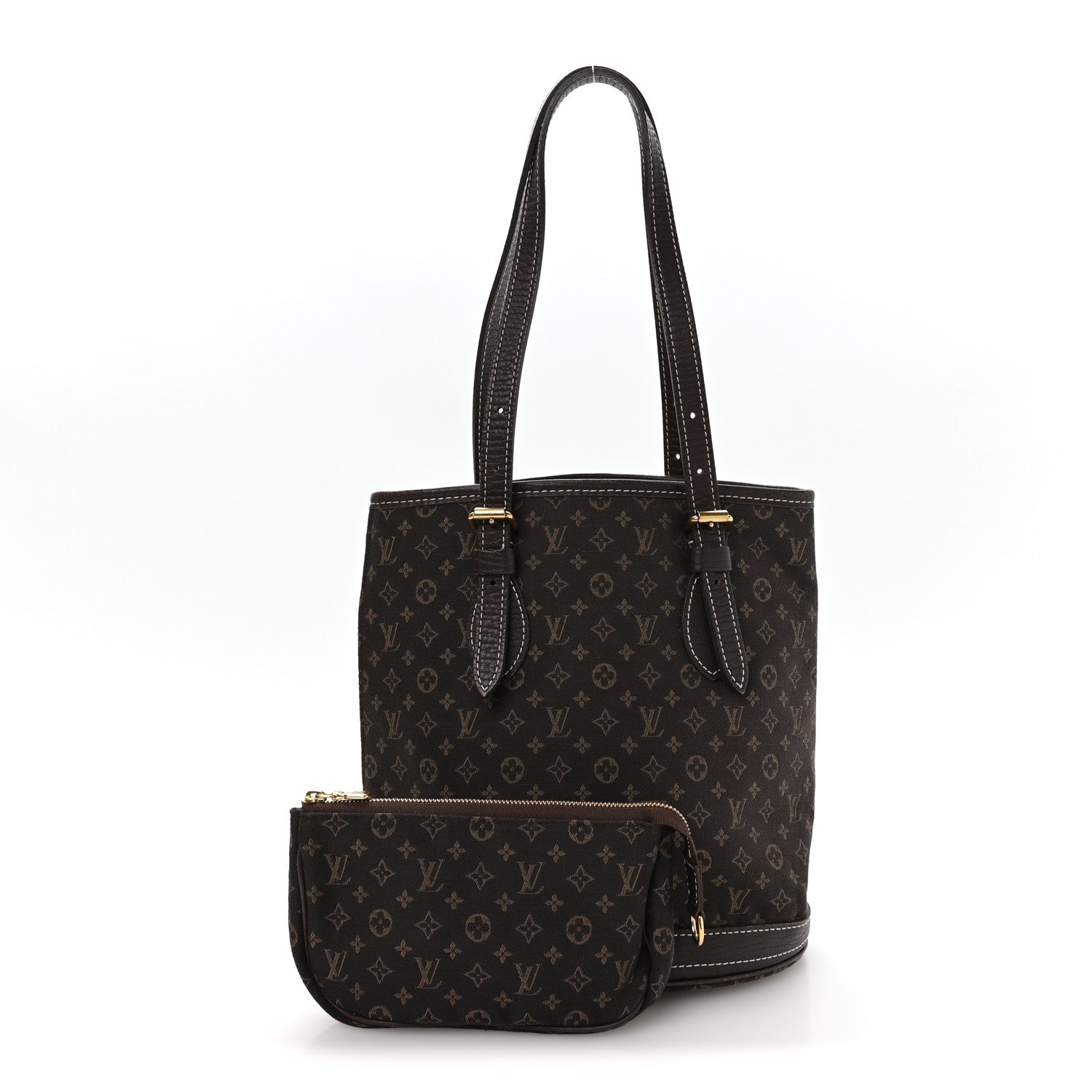 Mini Lin Monogram Bucket Bag Ebene