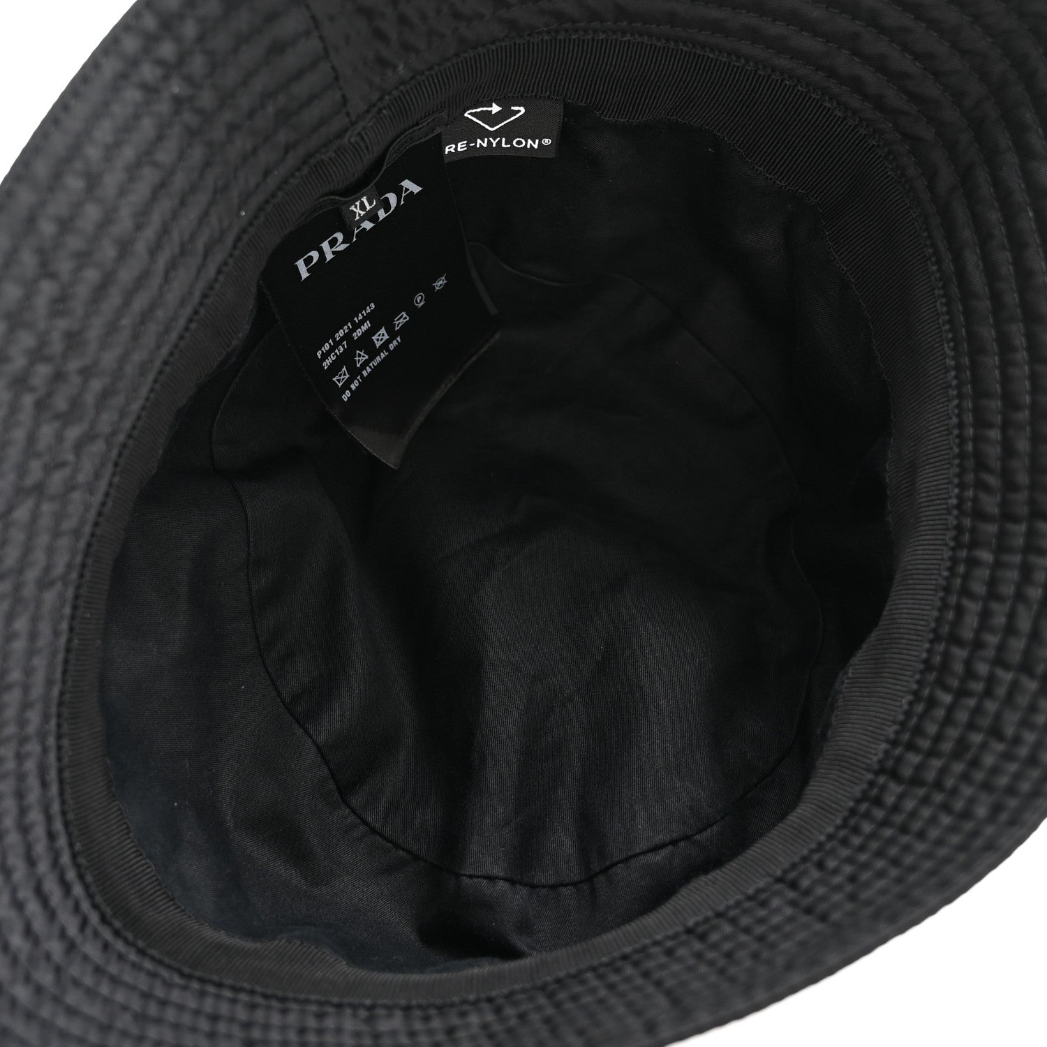 Re-Nylon Metal Triangle Logo Womens Bucket Hat XL Black