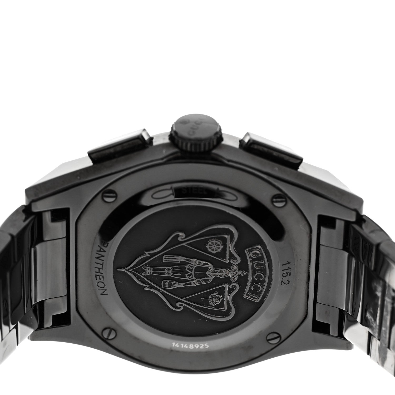 Stainless Steel 44mm Pantheon Chronograph Quartz Watch Black