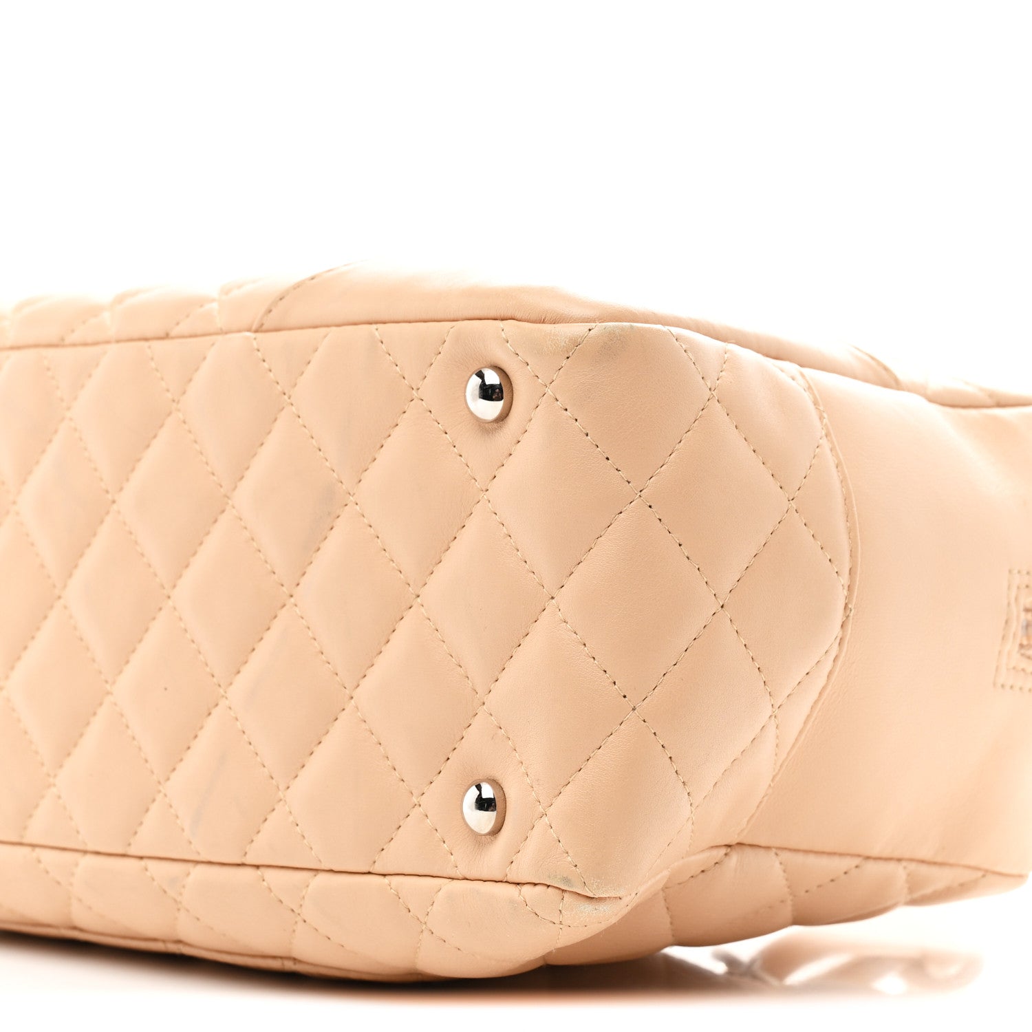 Calfskin Quilted Cambon Quilted Large Bowler Beige
