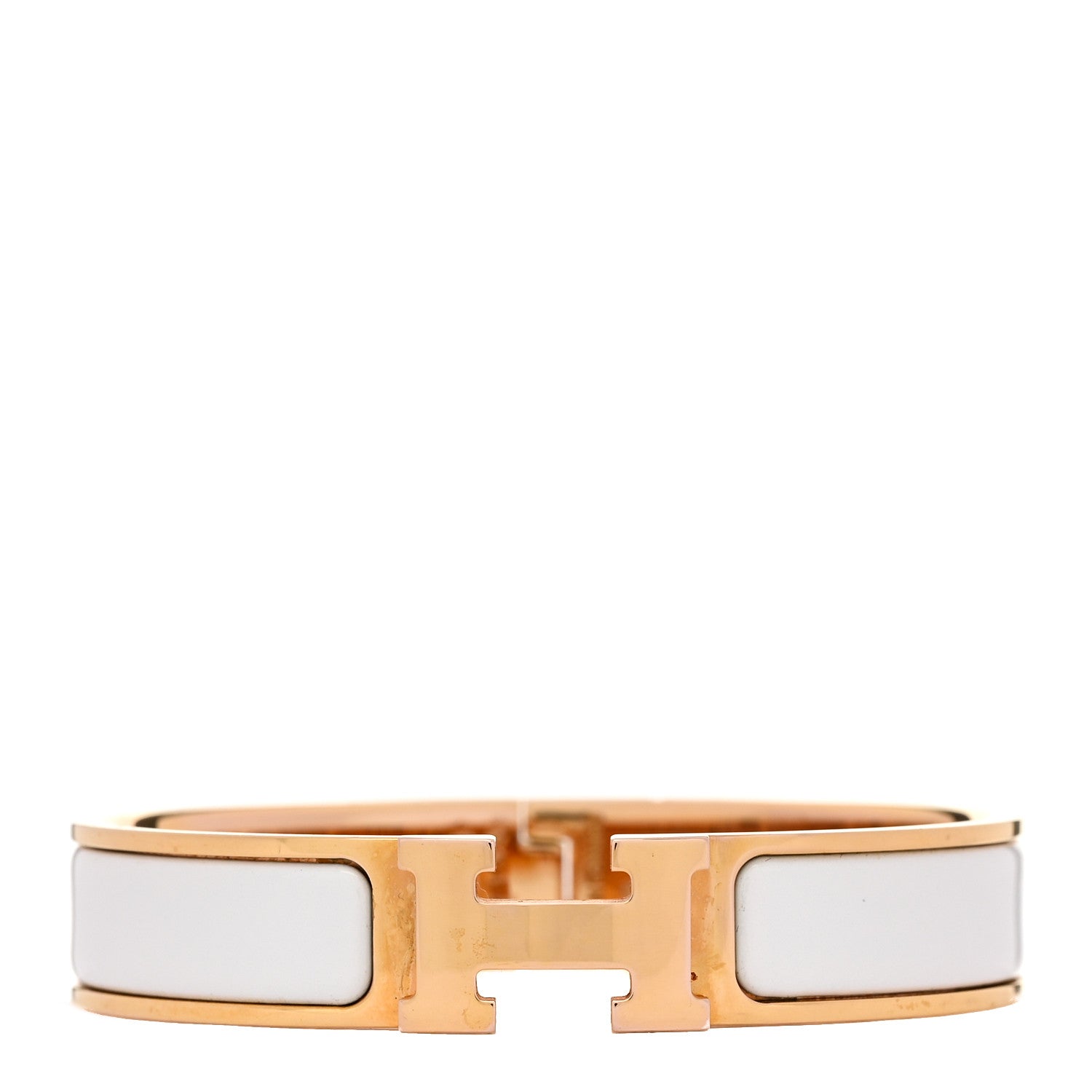 Enamel Narrow Clic Clac H Bracelet PM White