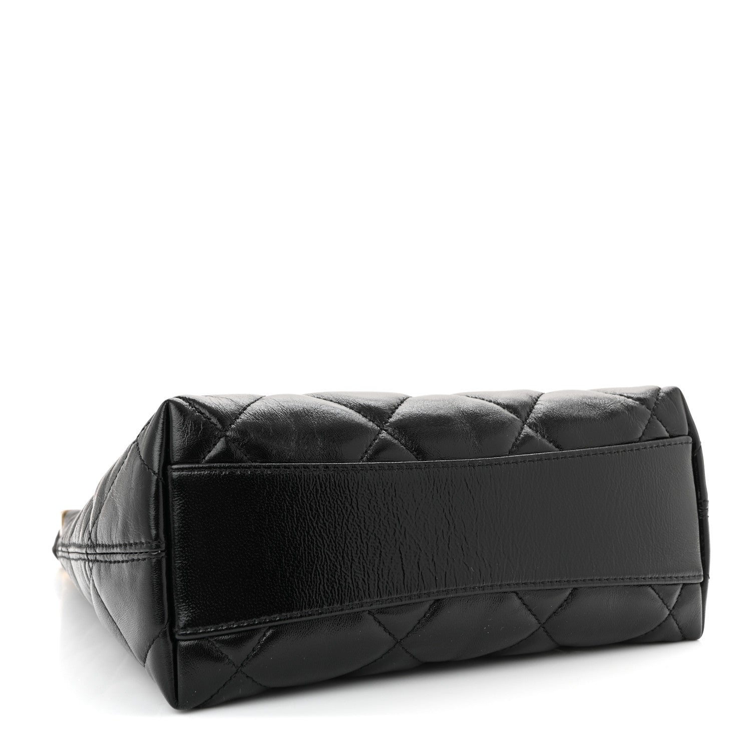 Shiny Crumpled Lambskin Quilted Small CC Funky Town Hobo Black