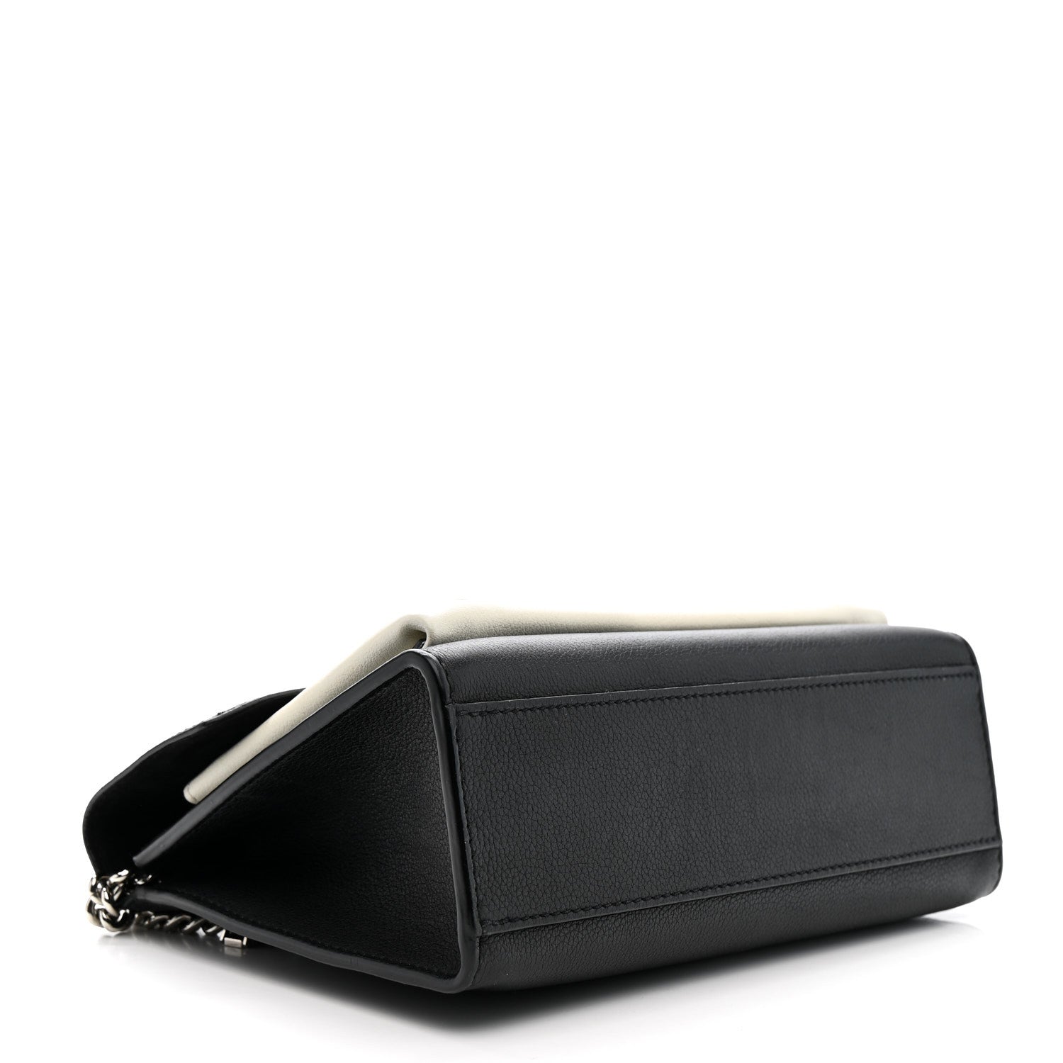 Soft Calfskin Embroidered My Lockme Chain Bag BB Black Snow White