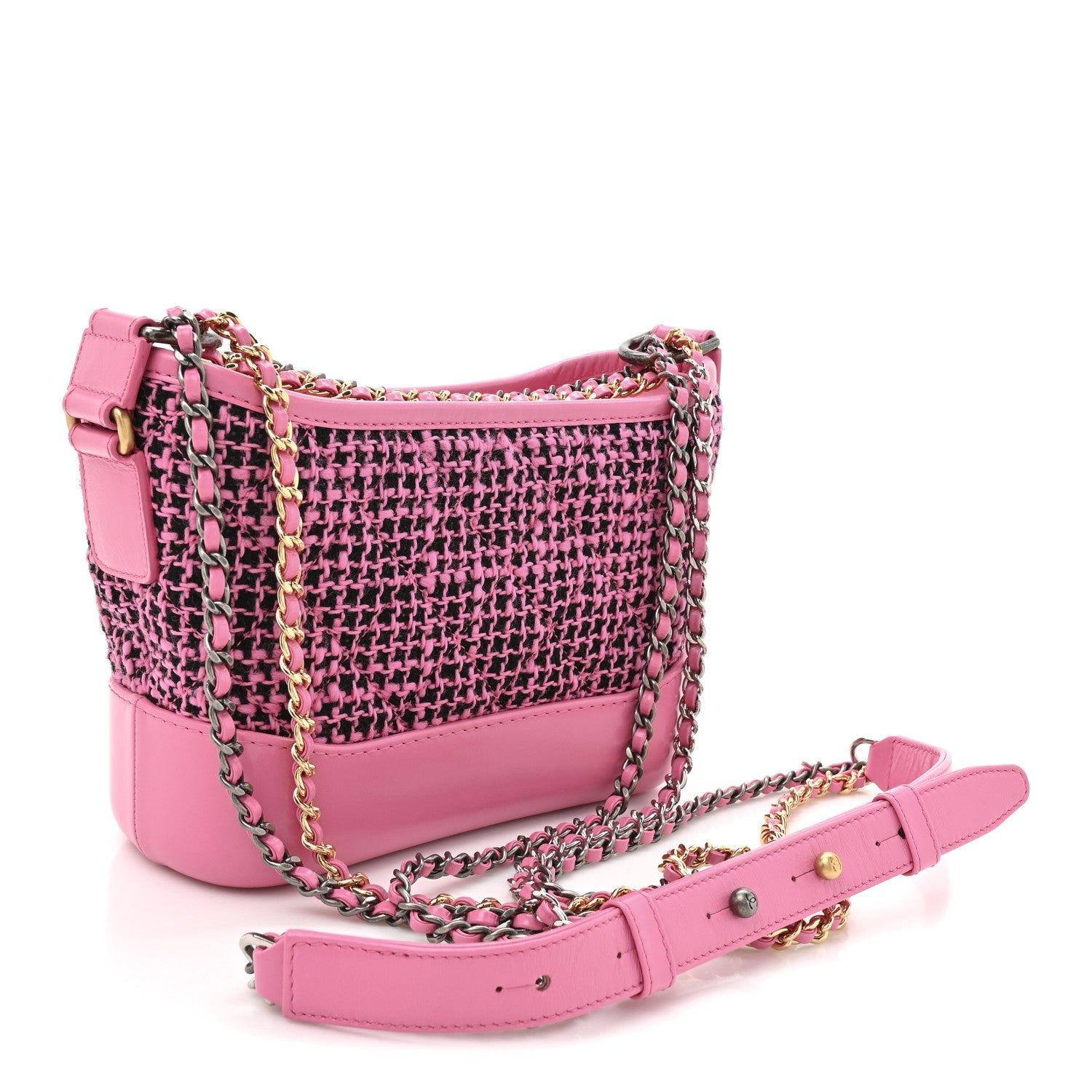 Tweed Calfskin Small Gabrielle Hobo Pink