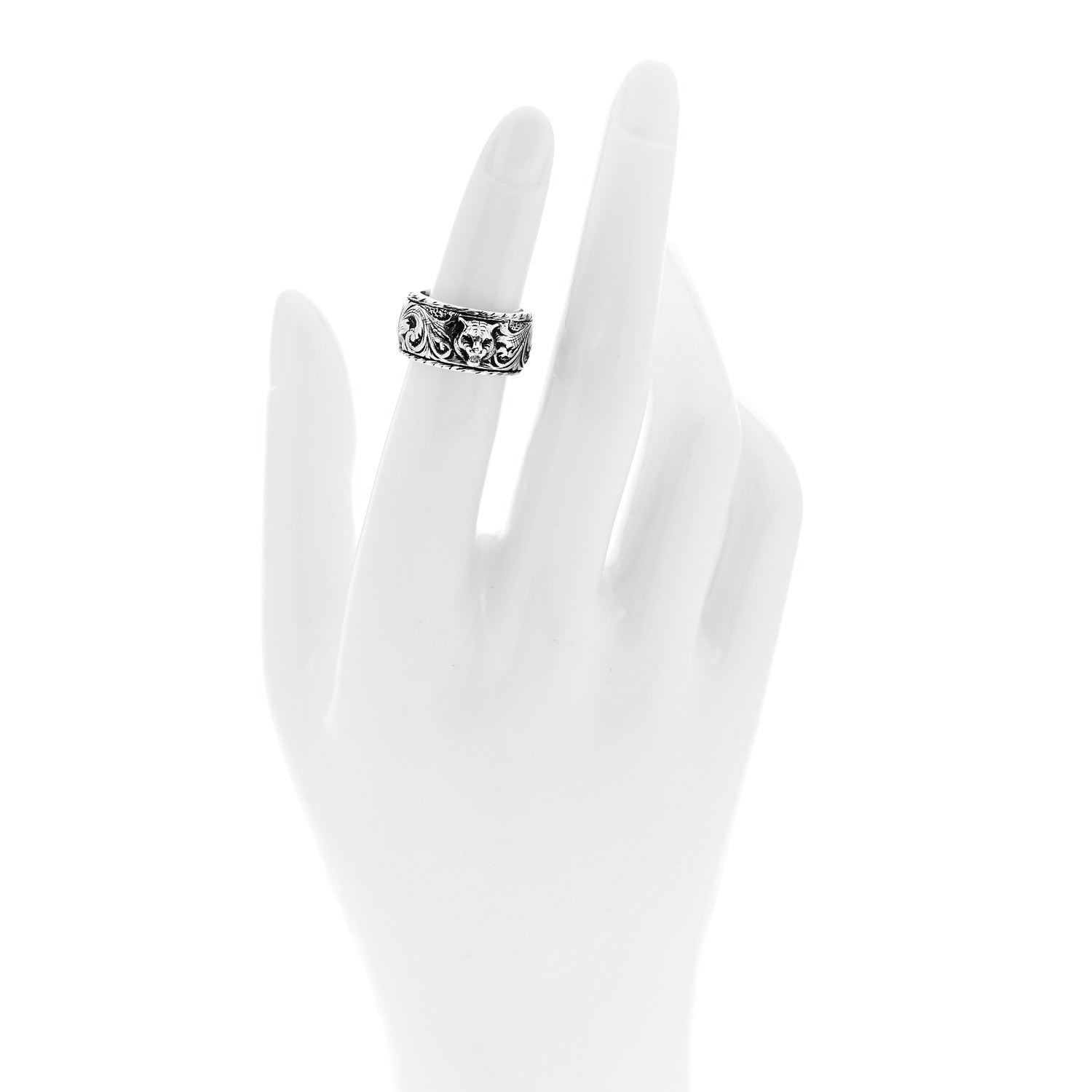 Sterling Silver Thin Feline Band Ring 47 4.25