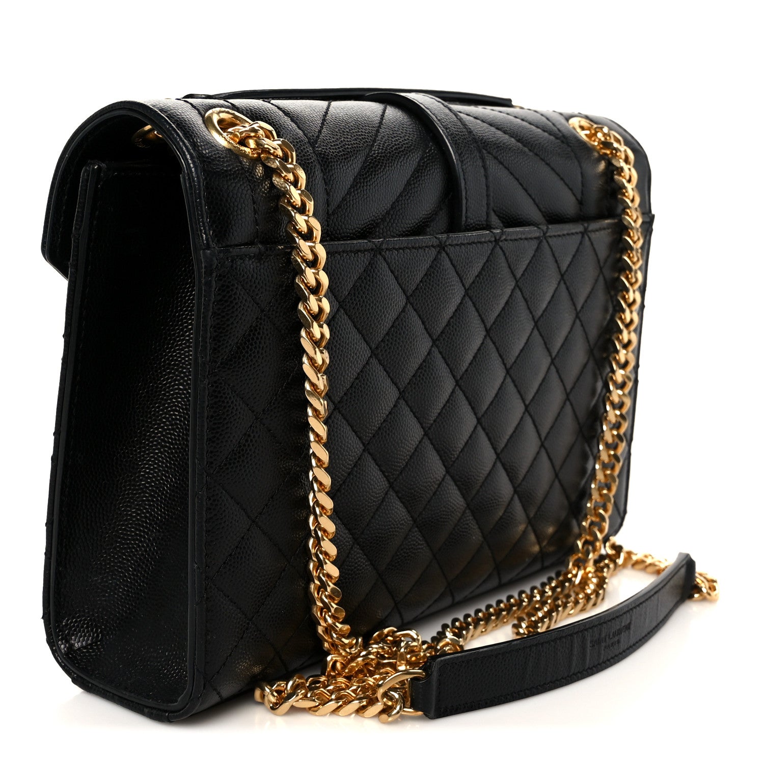 Grain De Poudre Textured Mixed Matelasse Triquilt Medium Monogram Satchel Black