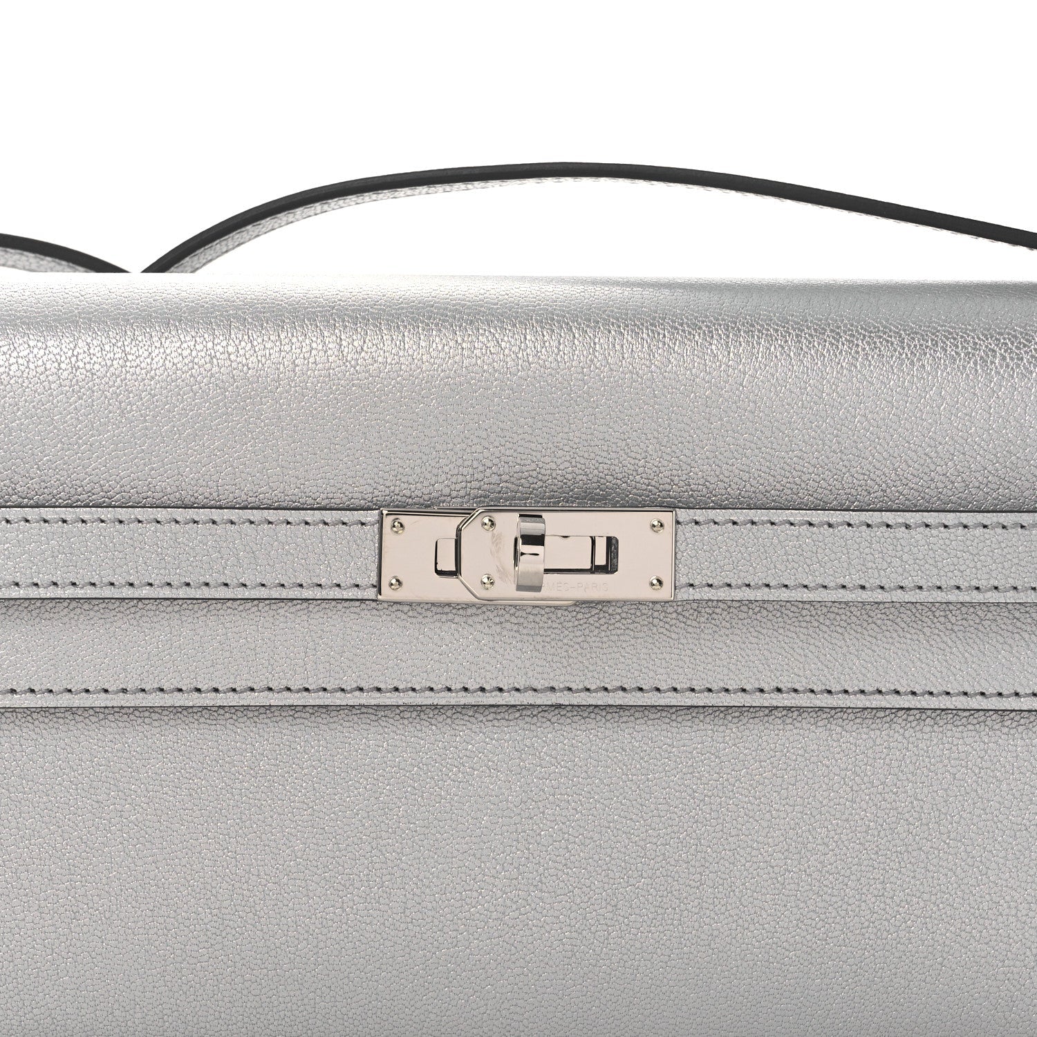 Metallic Chevre Chamkilight Kelly Wallet To Go Argent