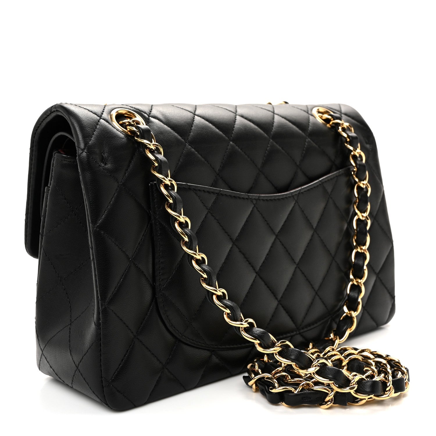 Lambskin Quilted Small Double Flap Black