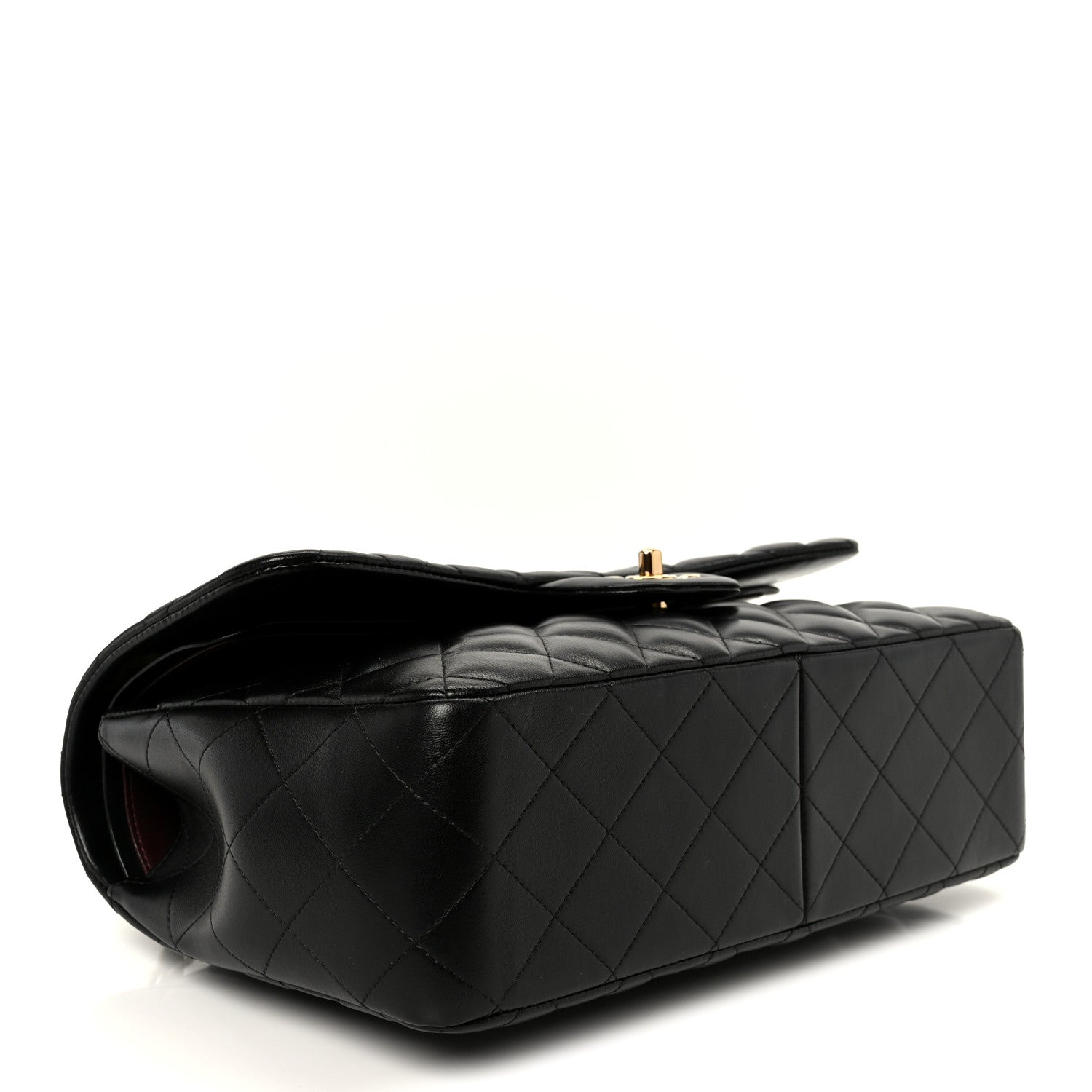 Lambskin Quilted Jumbo Double Flap Black