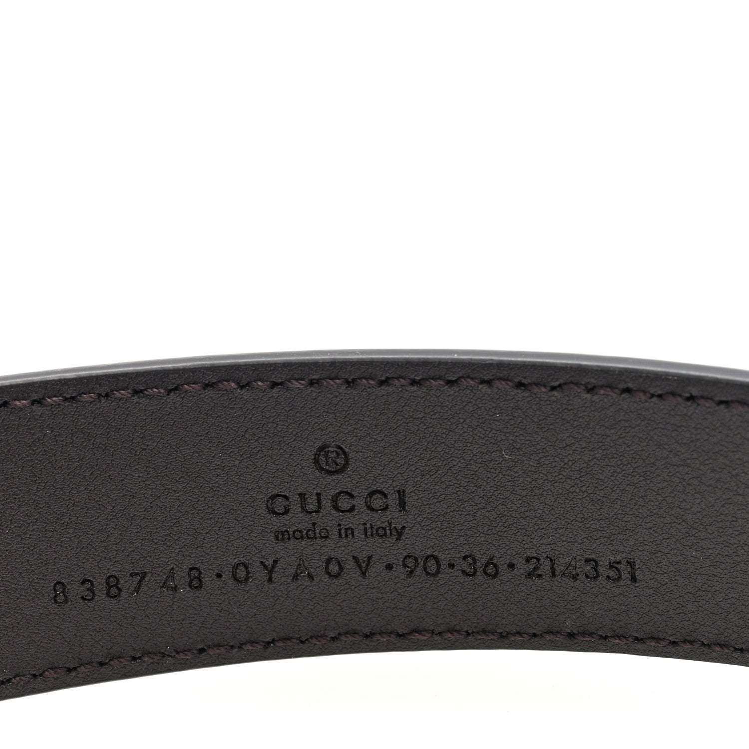 Plutone Calfskin Plaque GG 30mm Belt 90 36 Cocoa