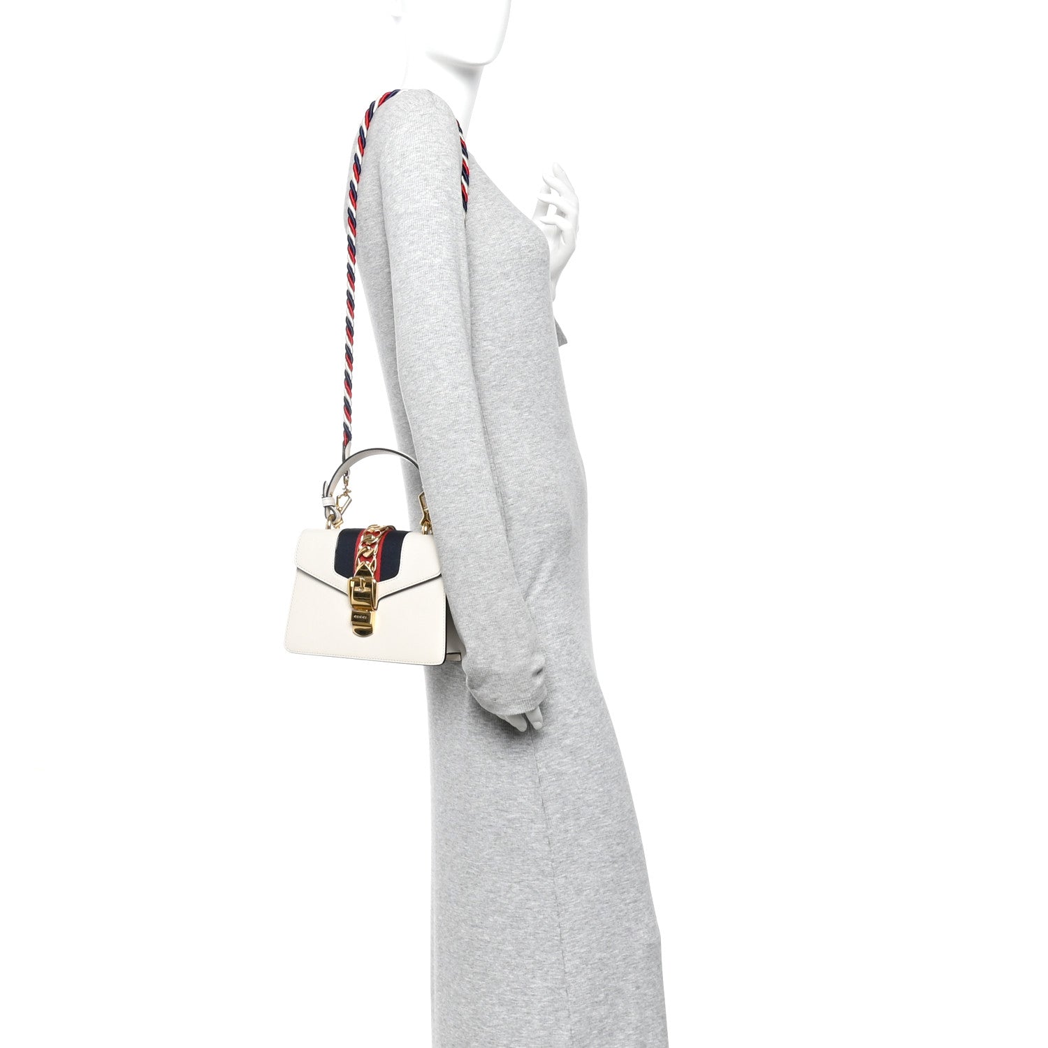 Calfskin Mini Sylvie Top Handle Bag White