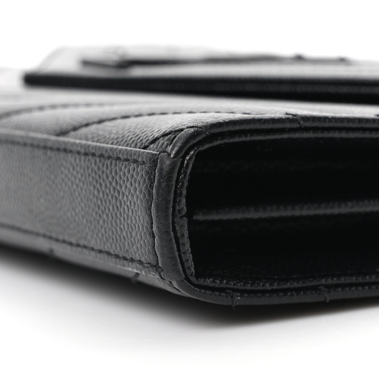 Grain De Poudre Matelasse Chevron Monogram Monochrome Chain Wallet Black