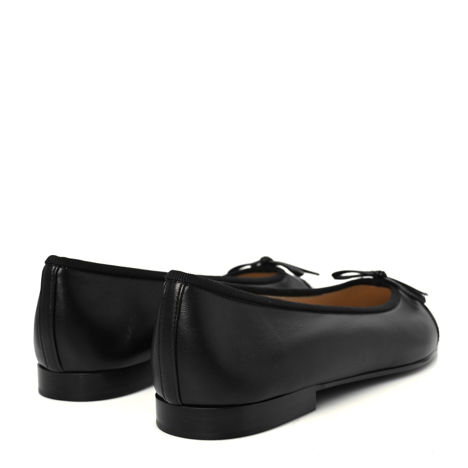 Lambskin Patent Cap Toe Ballerina Flats 38.5 Black