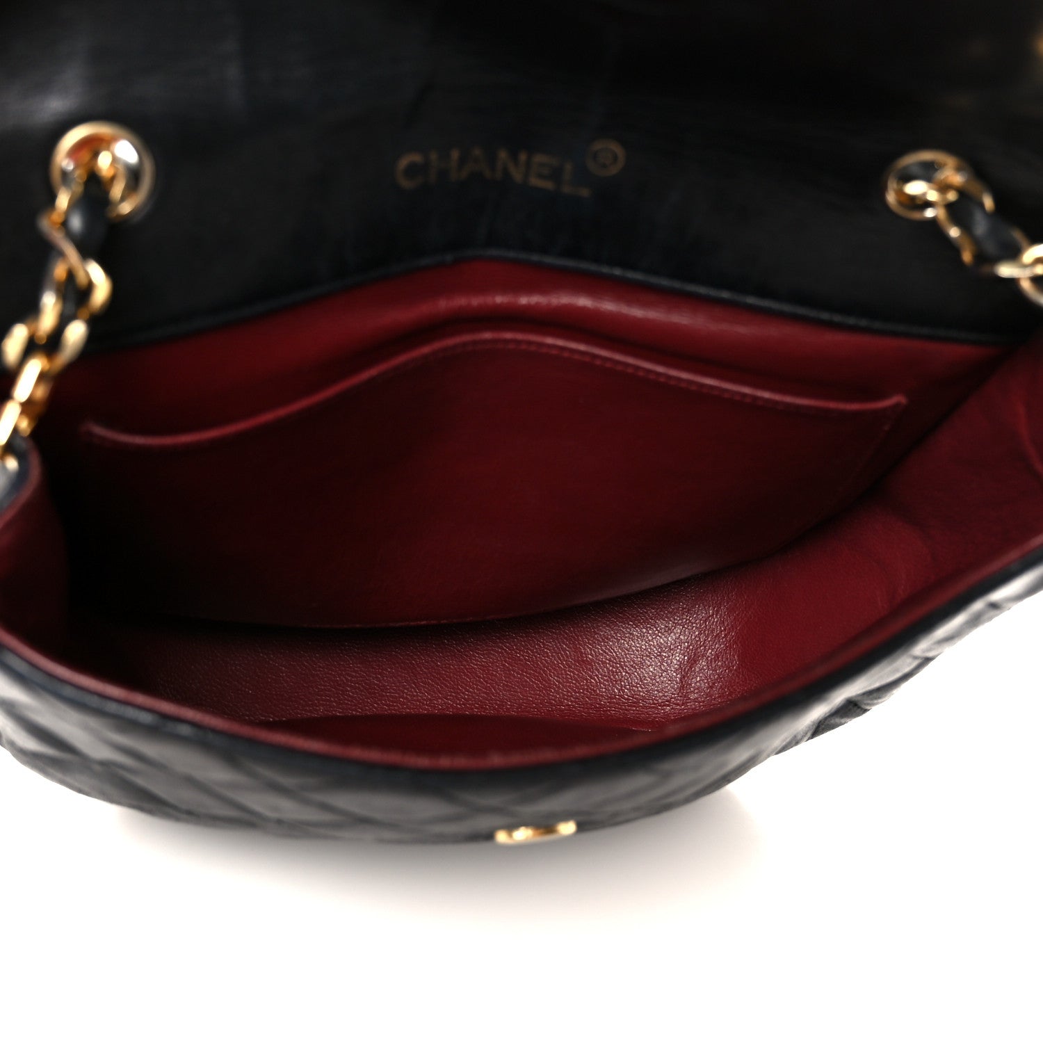 Lambskin Quilted Half Moon Flap Black