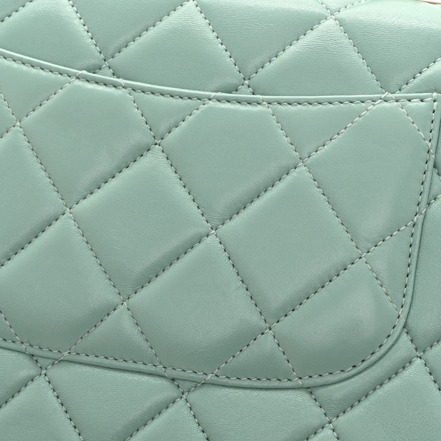Lambskin Quilted Small Trendy CC Flap Dual Handle Bag Turquoise